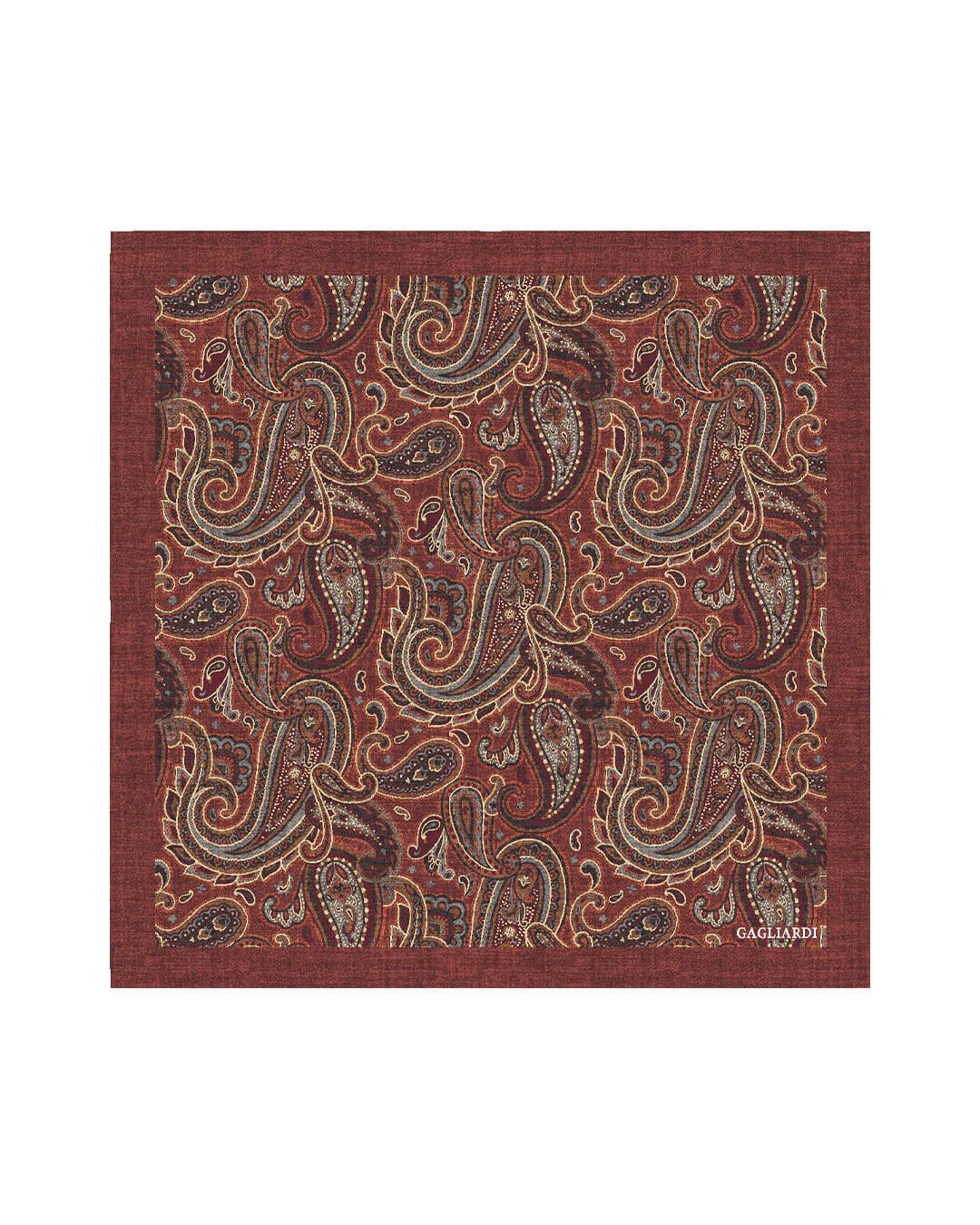 Gagliardi Pocket Squares ONE Gagliardi Rust Paisley Printed Italian Silk Pocket Square