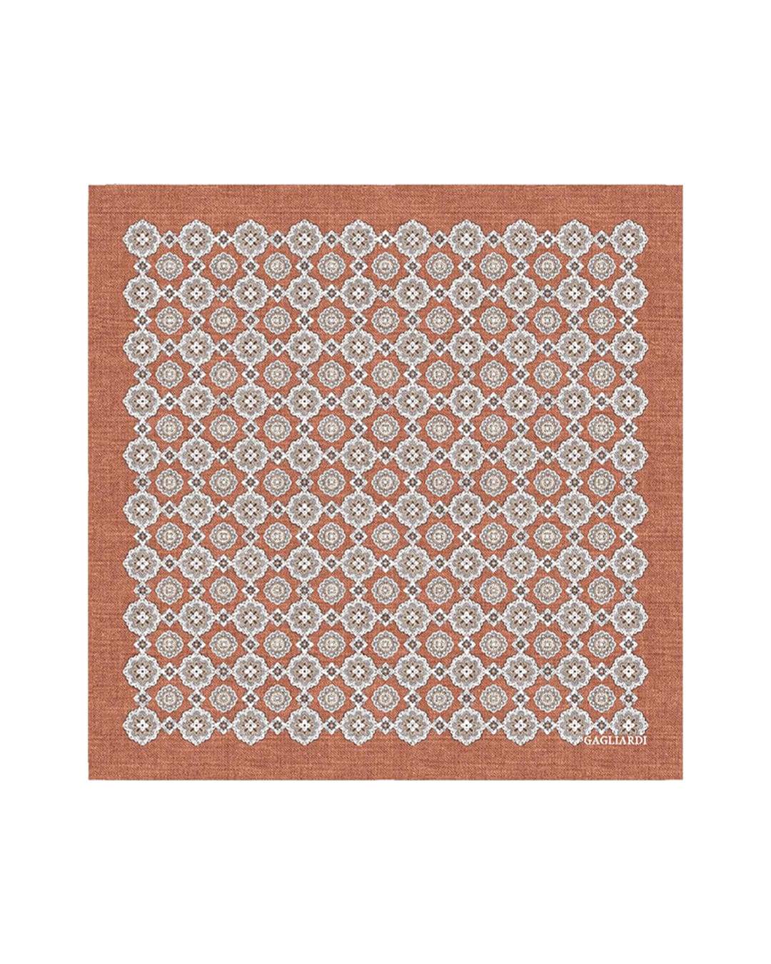 Gagliardi Pocket Squares One Size Gagliardi Terracotta Pocket Square Italian Silk Shappe Medallion