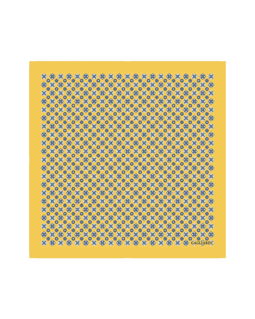 Gagliardi Pocket Squares One Size Gagliardi Yellow Pocket Square Italian Silk Printed Medallions