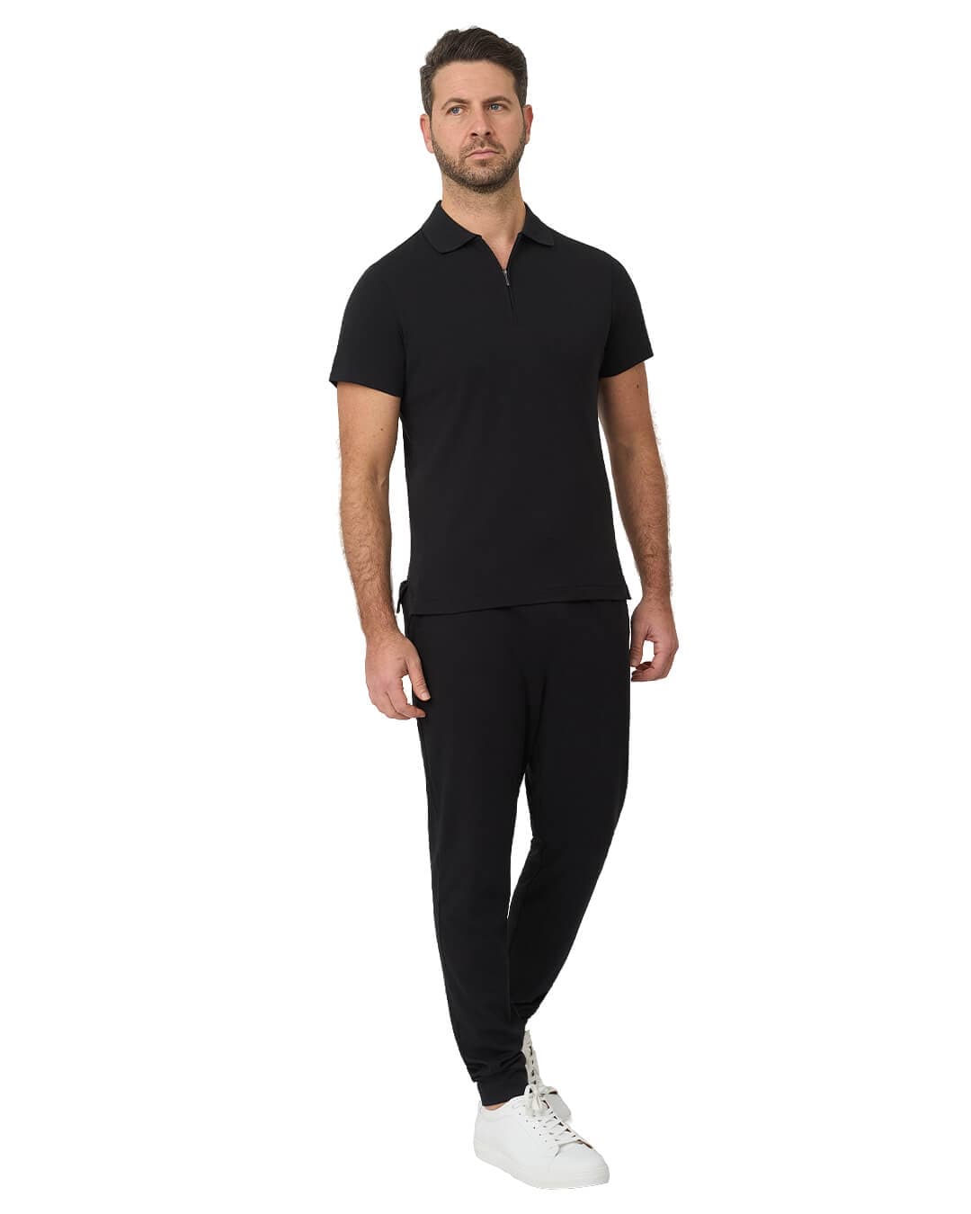 Gagliardi Polo Shirts Gagliardi Black Polo Shirt Interlock Zip Neck