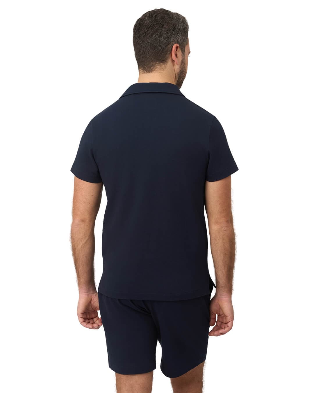 Gagliardi Polo Shirts Gagliardi Navy Polo Shirt Resort Collar Popcorn