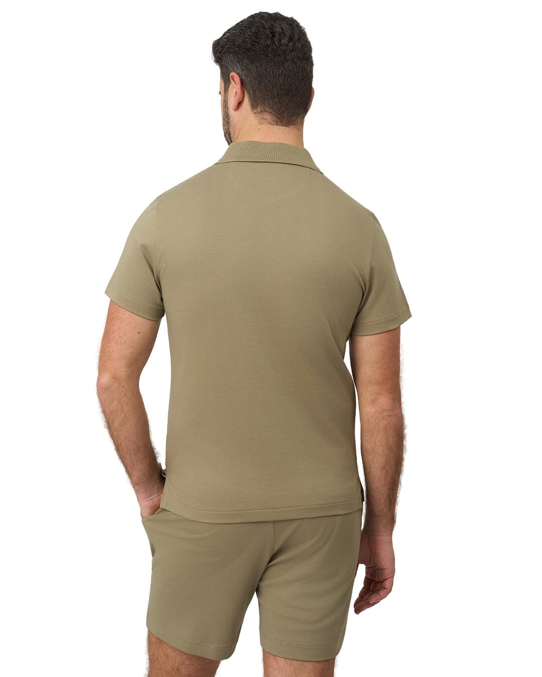 Gagliardi Polo Shirts Gagliardi Olive Polo Shirt Interlock Zip Neck