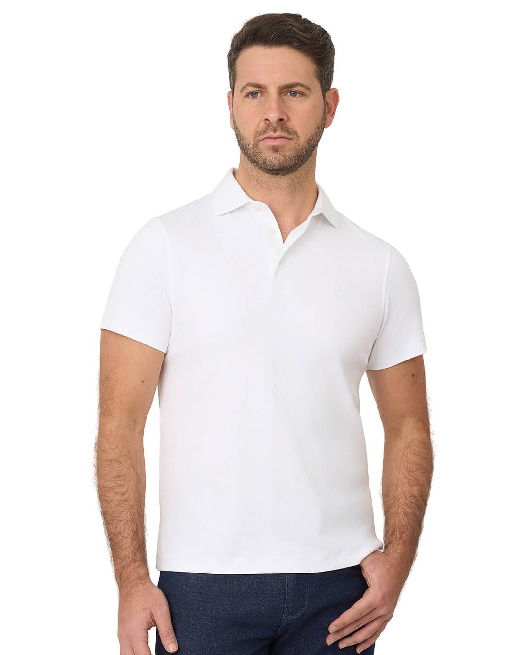 Gagliardi Polo Shirts Gagliardi White Polo Shirt Interlock Self Fabric Collar