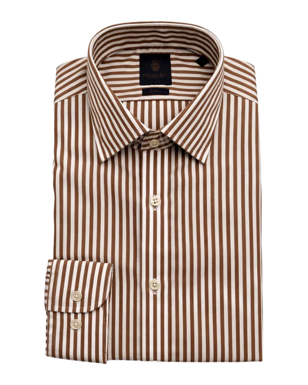 Gagliardi Shirts Gagliardi Camel Shirt Non Iron Butcher Stripe