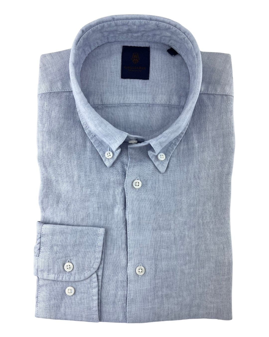 Light Blue Slim Fit Linen Button-Down Shirt