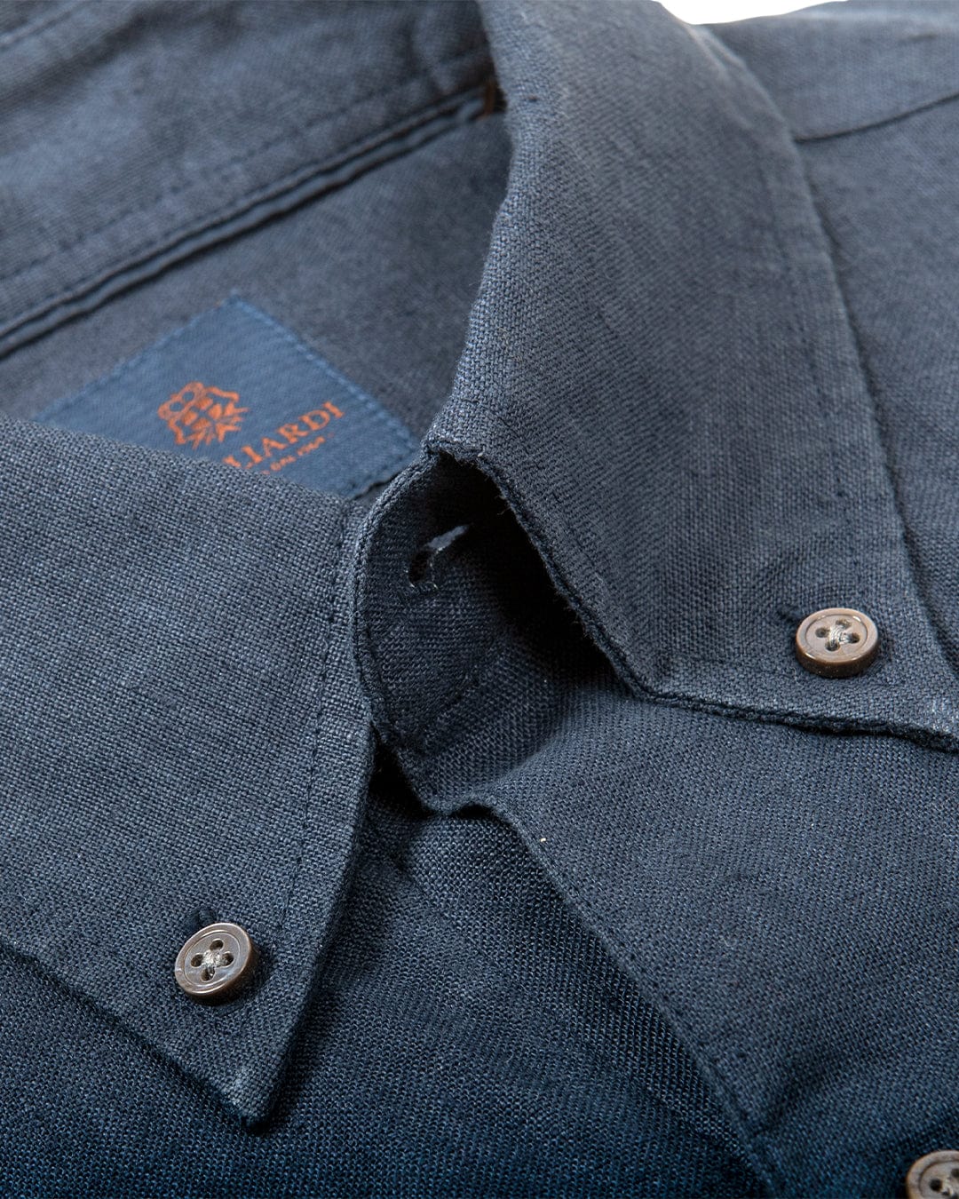 Navy Slim Fit Linen Button Down Shirt