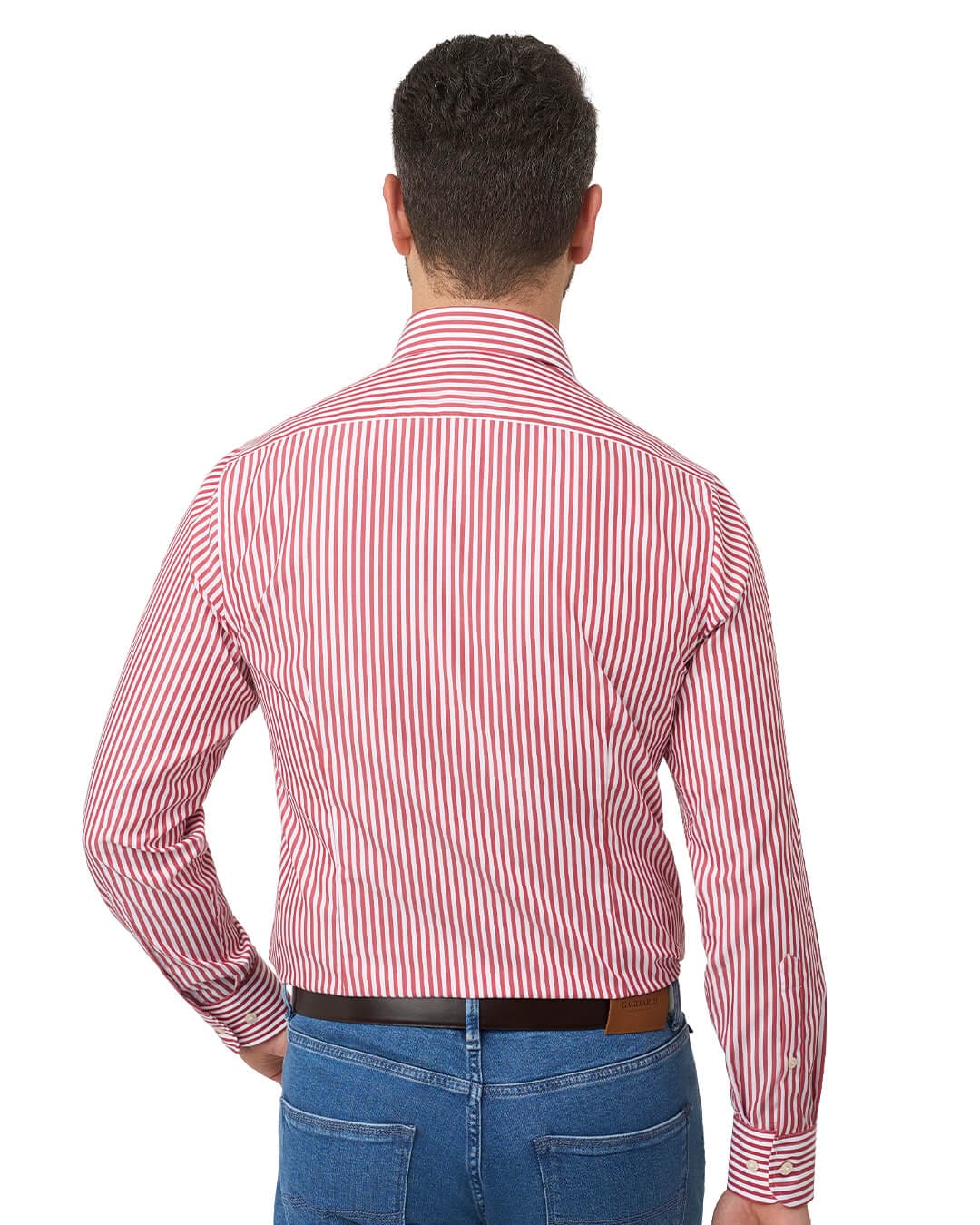 Gagliardi Shirts Gagliardi Red Shirt Non Iron Butcher Stripe