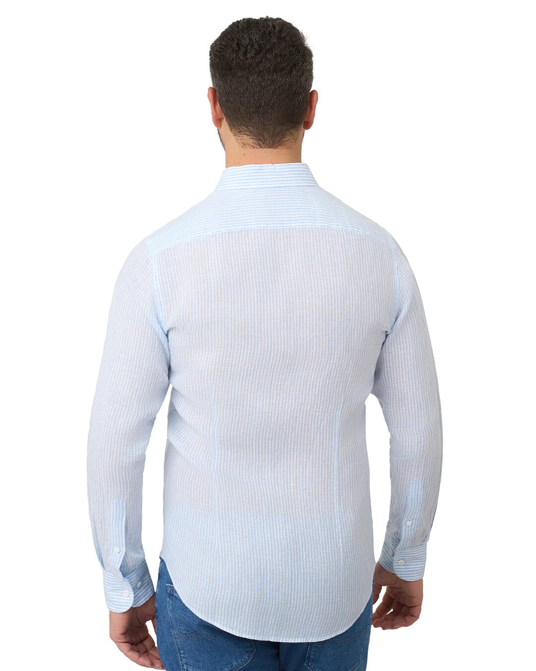 Gagliardi Shirts Gagliardi Sky Shirt Linen Bengal Stripe Button Down