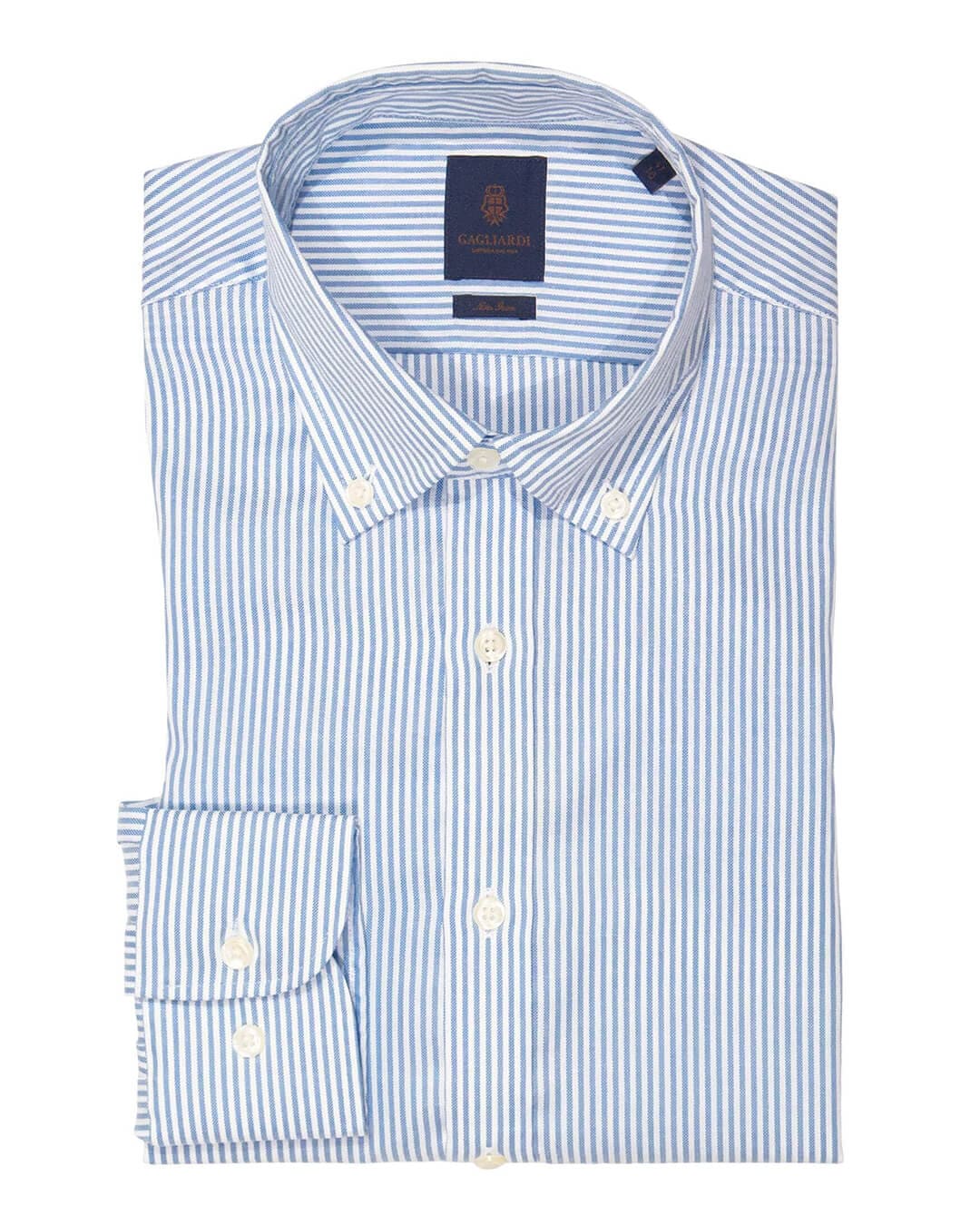 Gagliardi Shirts Gagliardi Sky & White Oxford Striped Button-Down Non-Iron Shirt