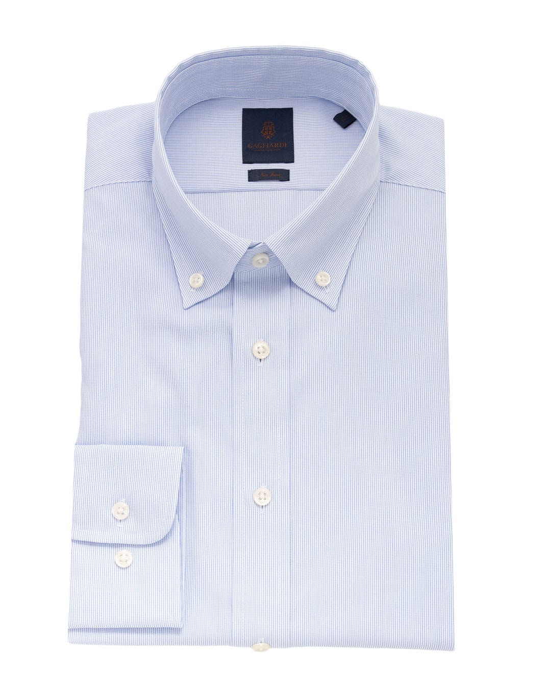 White Feather Stripe Button-down Non-iron Shirt | Gagliardi White Feather Stripe Button-down Non-iron Shirt | Gagliardi