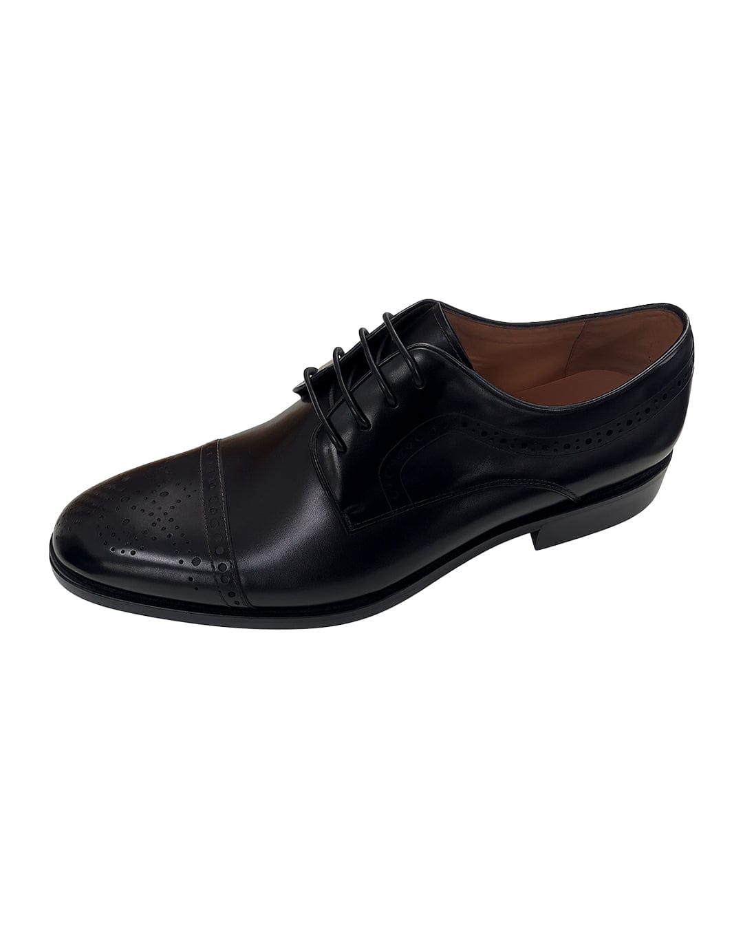Gagliardi Shoes Gagliardi Black Shoes Derby Toe Cap Brogued Leather