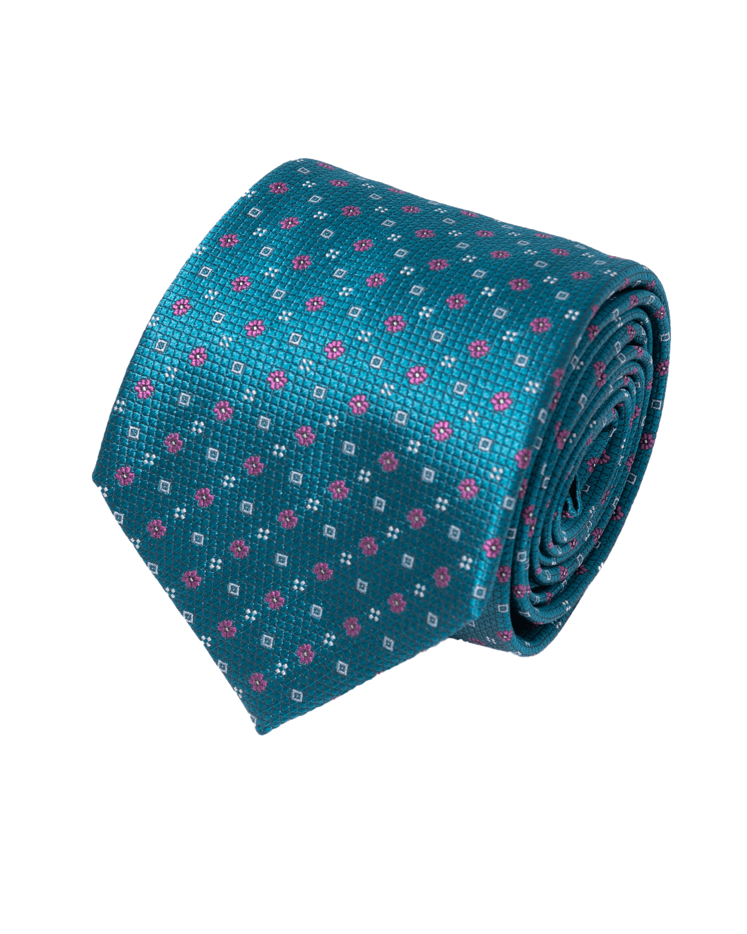 Gagliardi Ties One Size Gagliardi Teal Geometric Floral Italian Silk Tie
