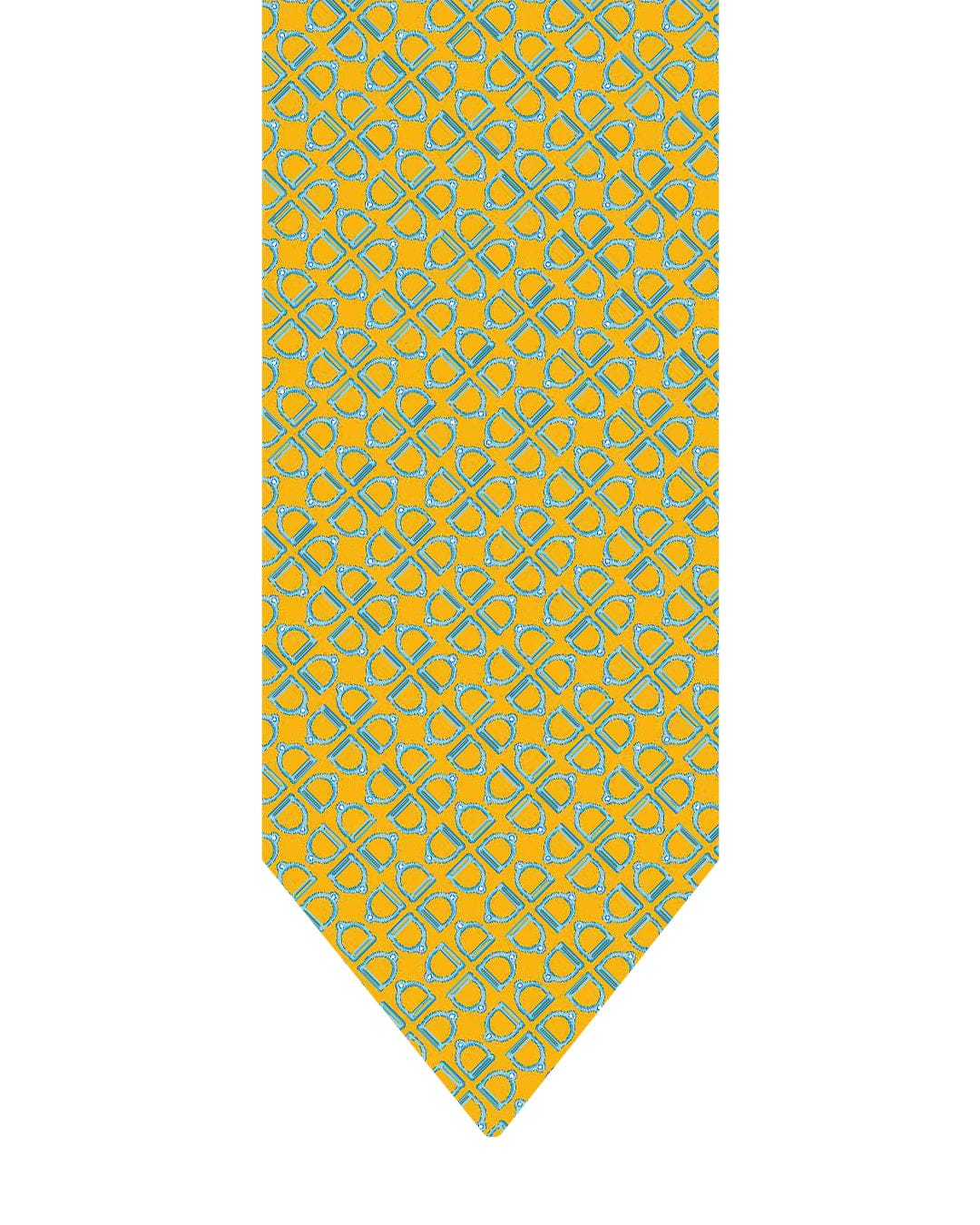 Gagliardi Ties One Size Gagliardi Yellow Tie Italian Silk Printed Stirrup