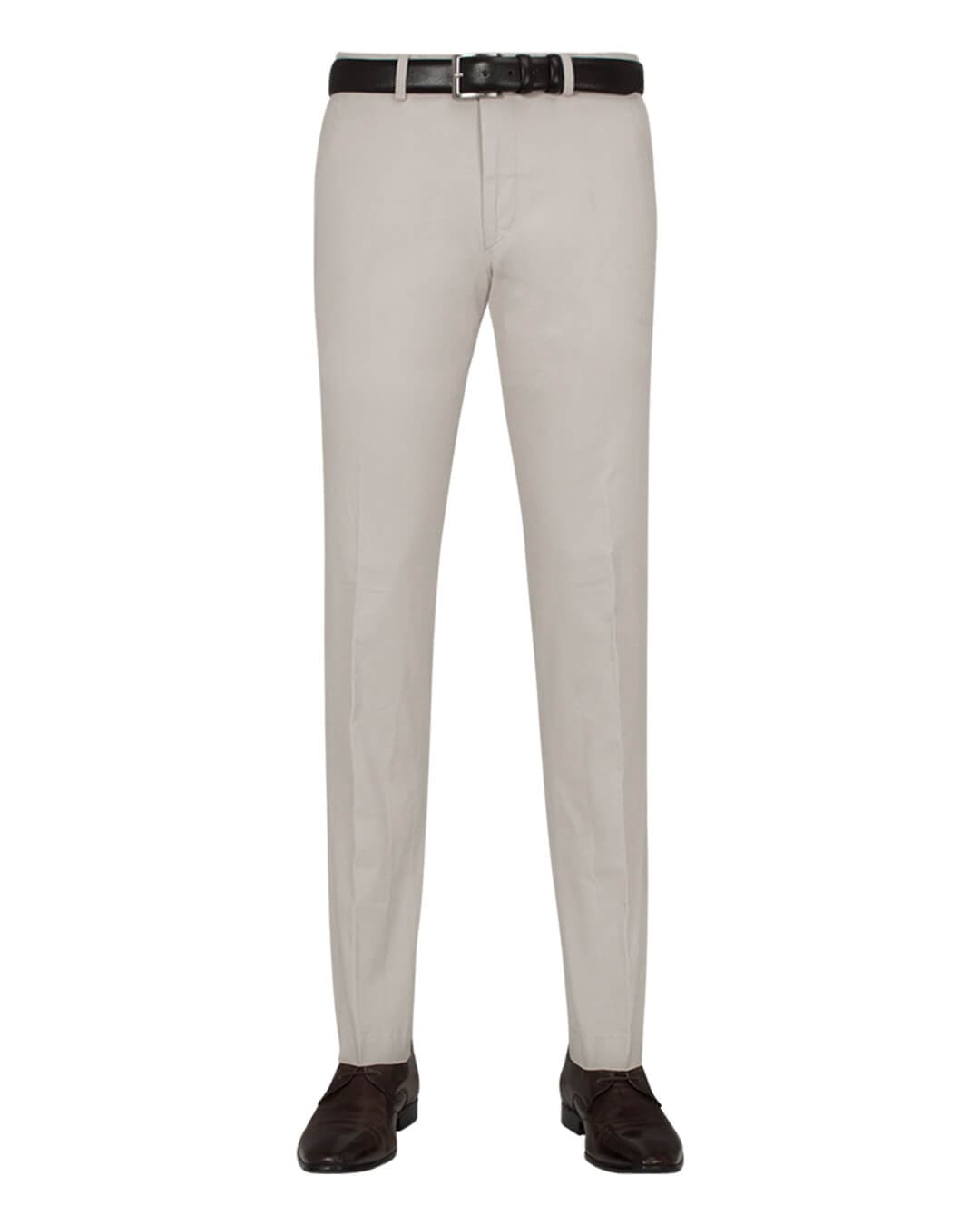 Washed White Cotton Twill Chino Trousers