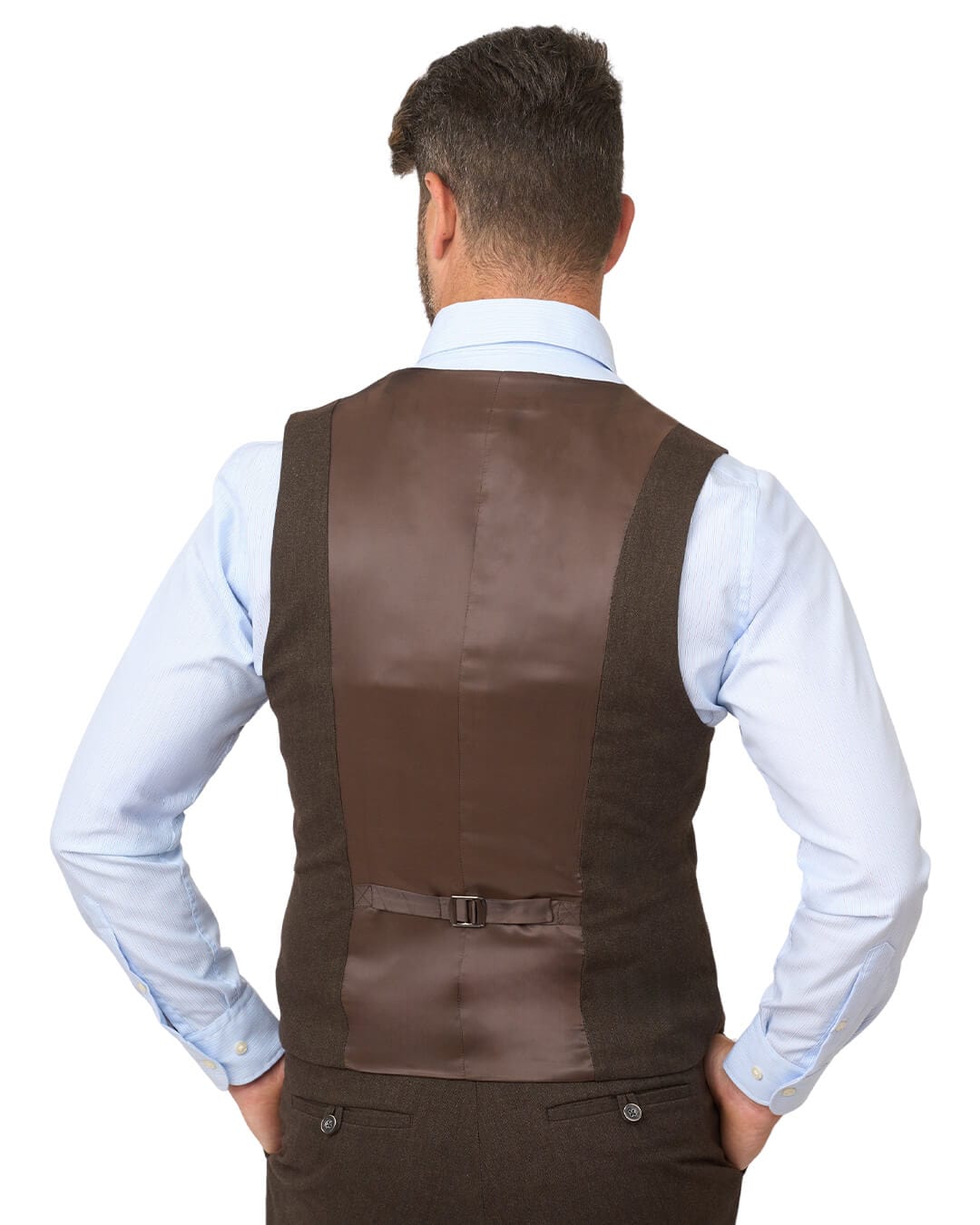 Gagliardi Waistcoats Gagliardi Brown Barleycorn Weave Stretch Cotton Waistcoat