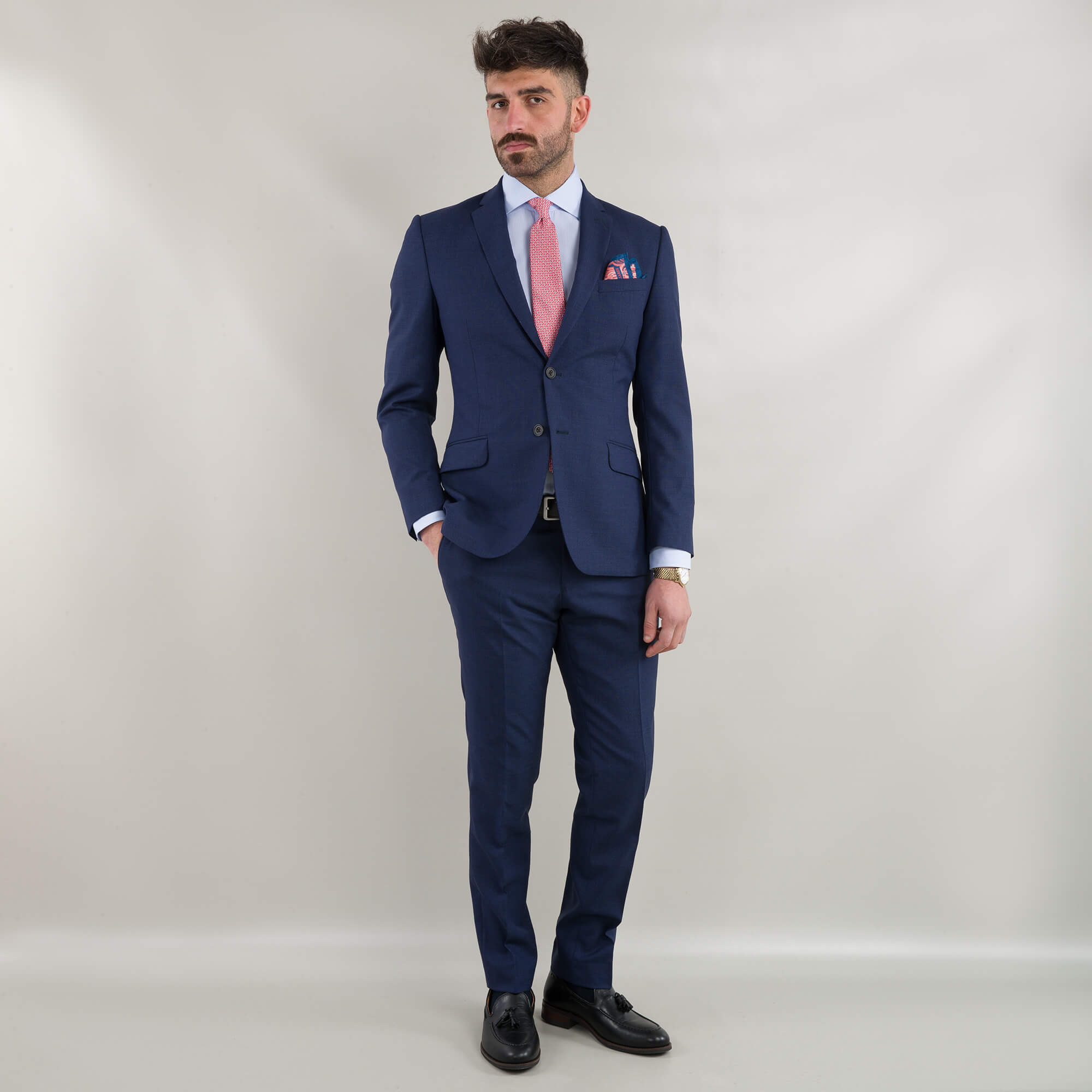 Vitale Barberis Canonico Blue Hairline Stripe Suit