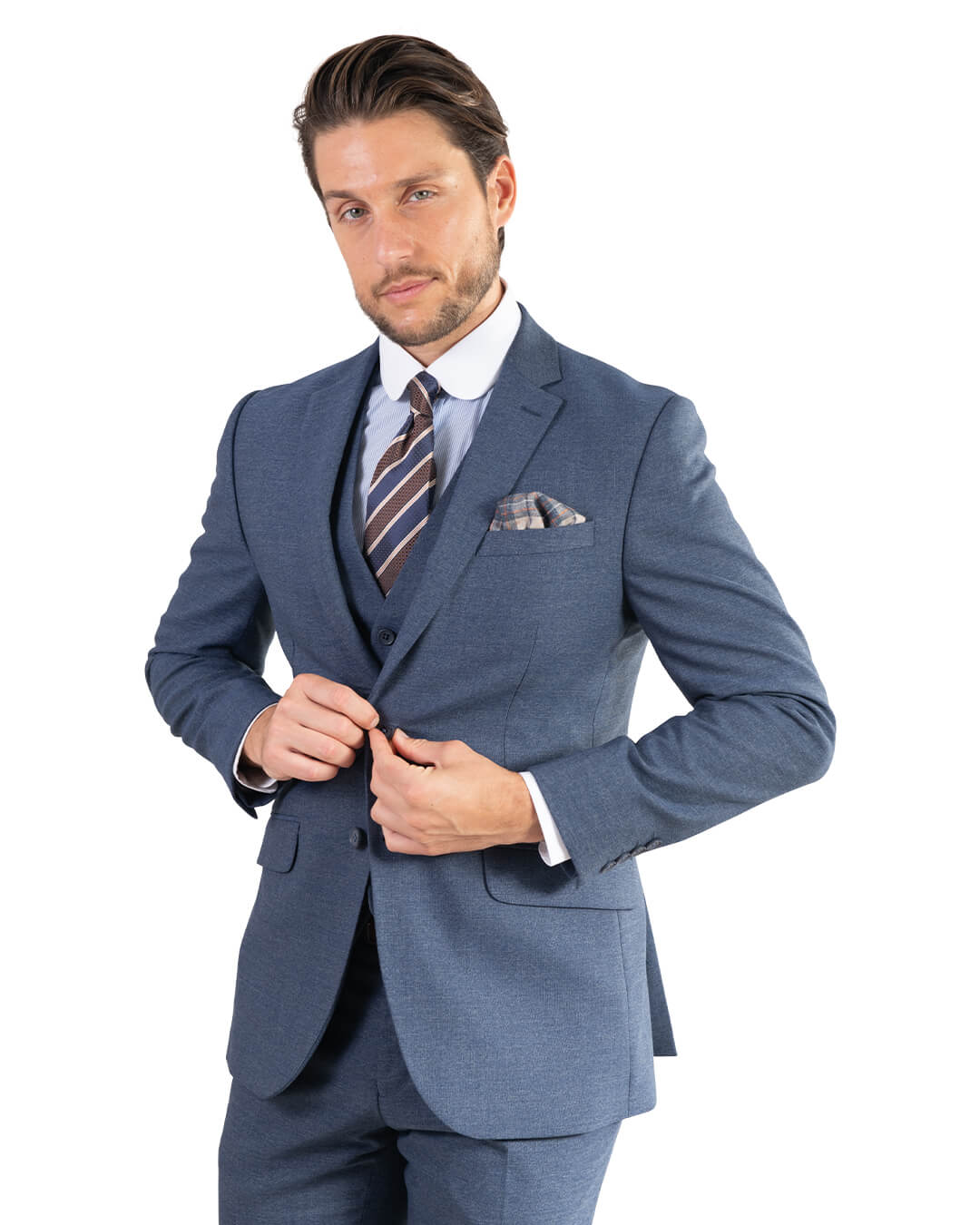 Light Blue Glen Check Suit