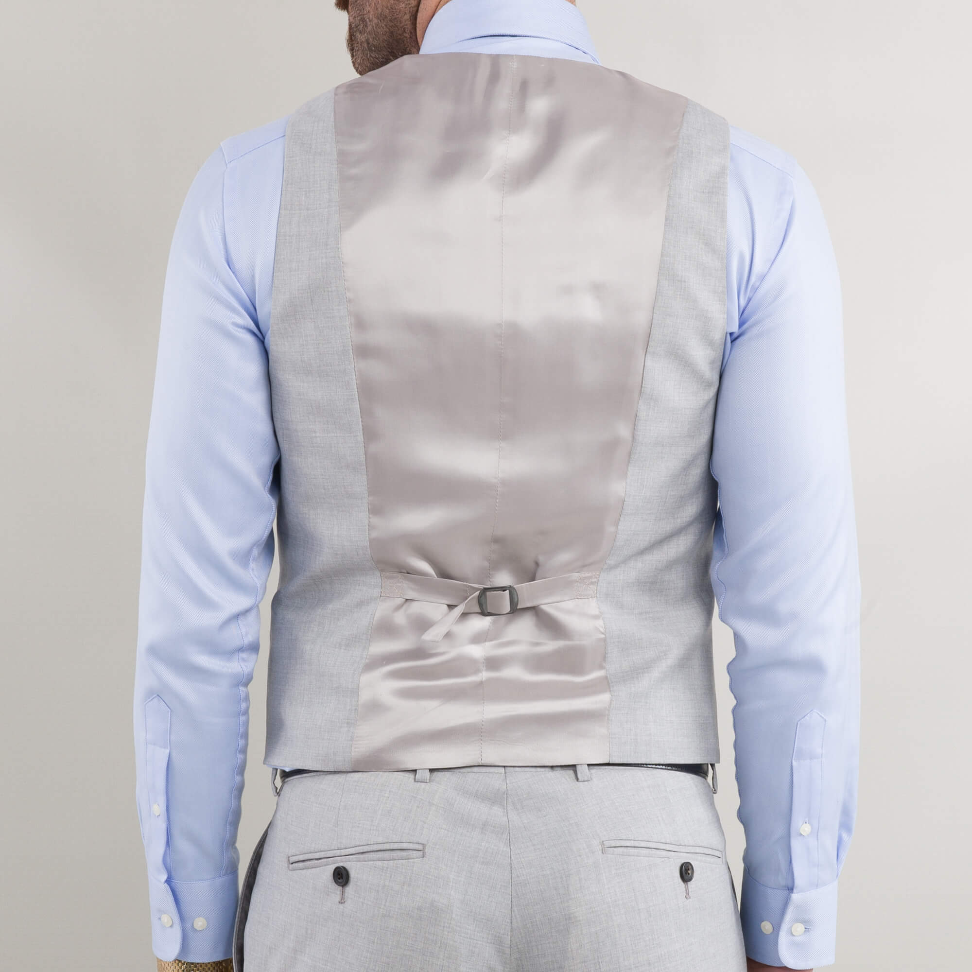 Reda Silver Grey Tropical Weave Waistcoat