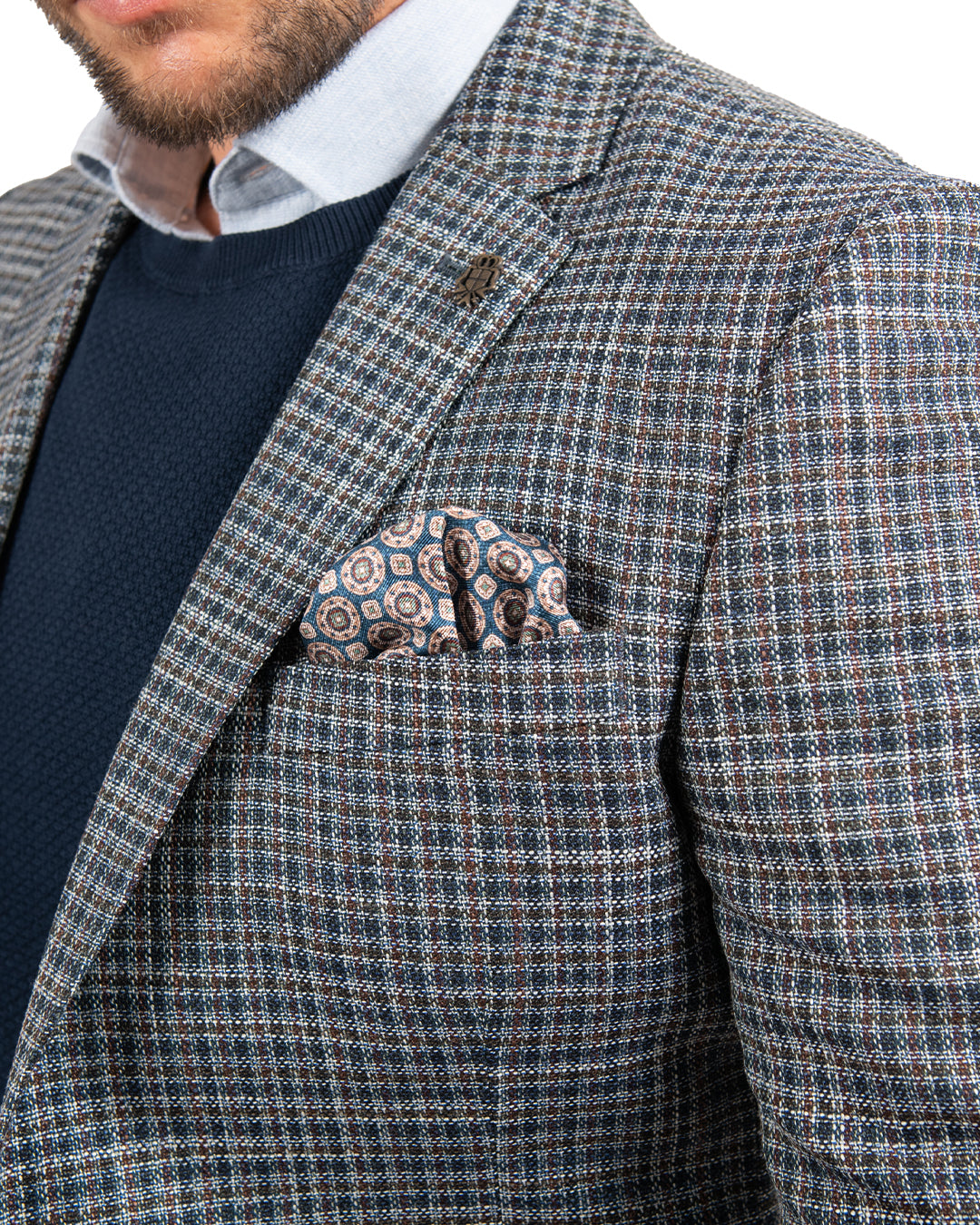 Teal Lanificio F.lli Cerruti Wool And Silk Gingham Check Jacket