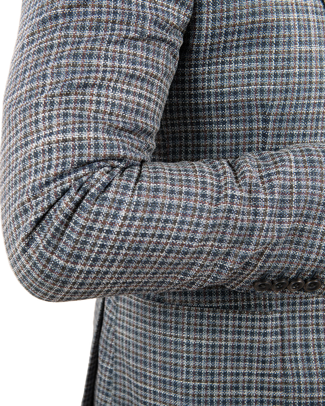 Teal Lanificio F.lli Cerruti Wool And Silk Gingham Check Jacket