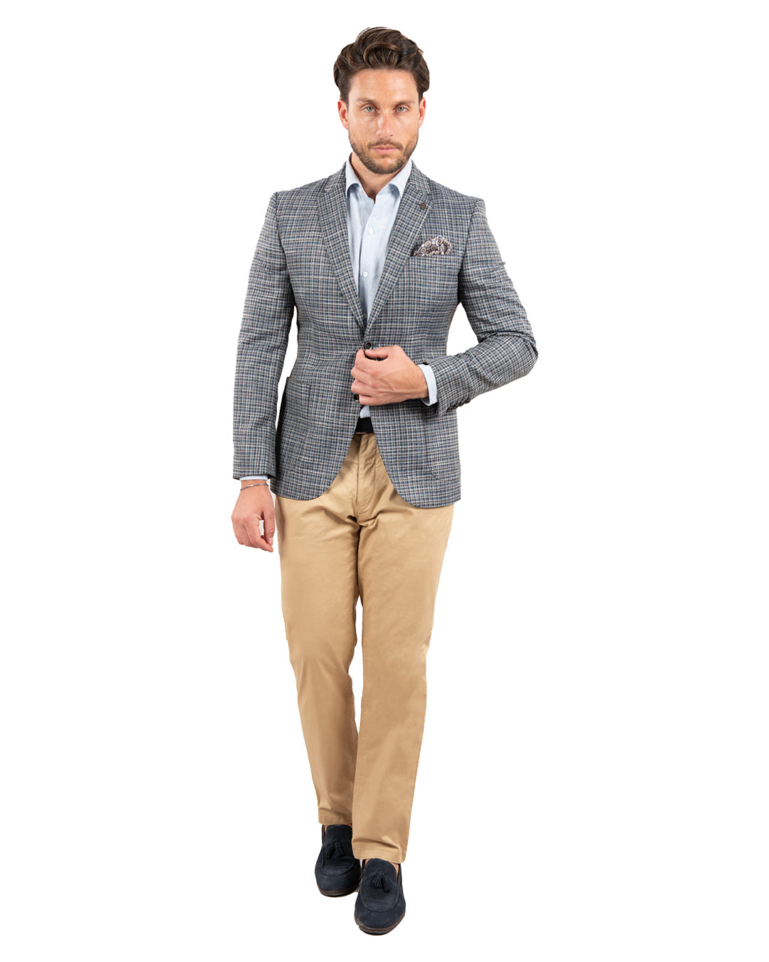 Teal Lanificio F.lli Cerruti Wool And Silk Gingham Check Jacket