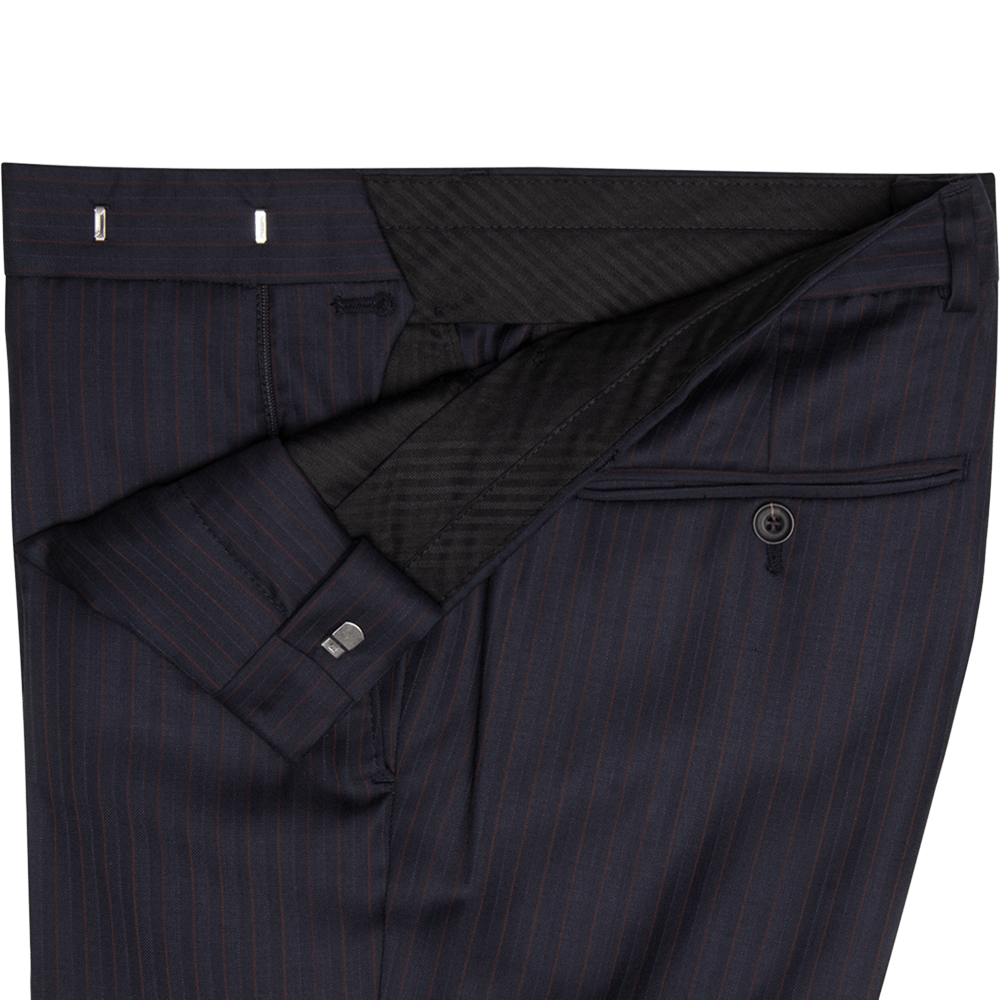 Lanificio F.lli Cerruti Navy & Burgundy Herringbone Stripe Two-Piece Suit - Gagliardi