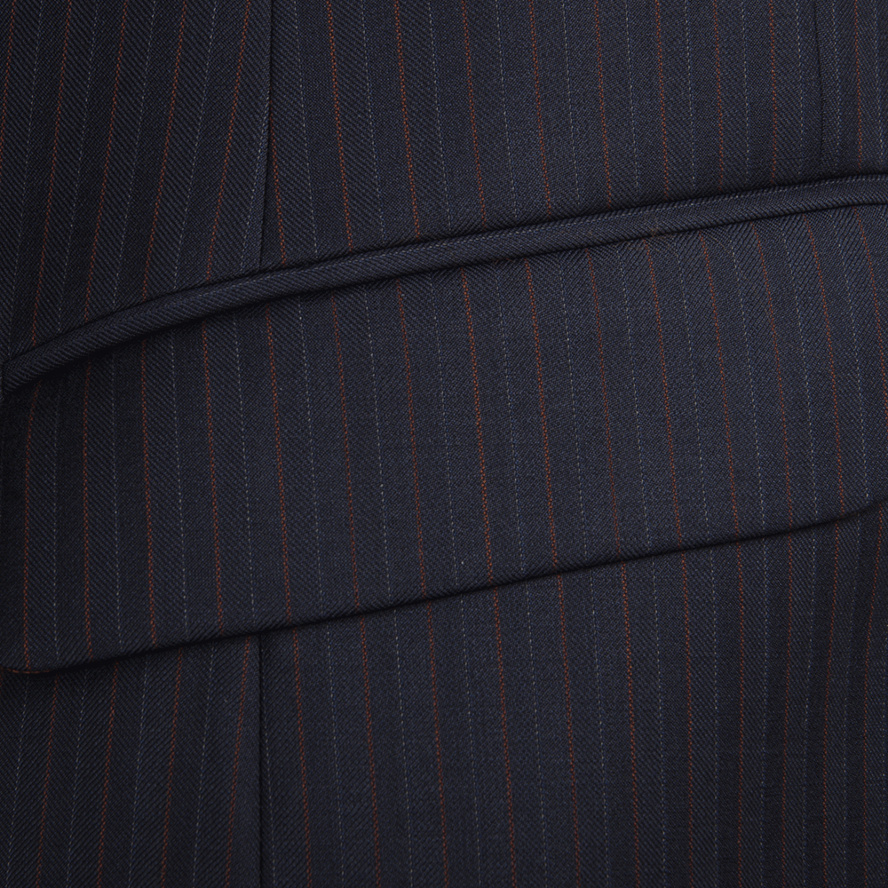 Lanificio F.lli Cerruti Navy & Burgundy Herringbone Stripe Two-Piece Suit - Gagliardi