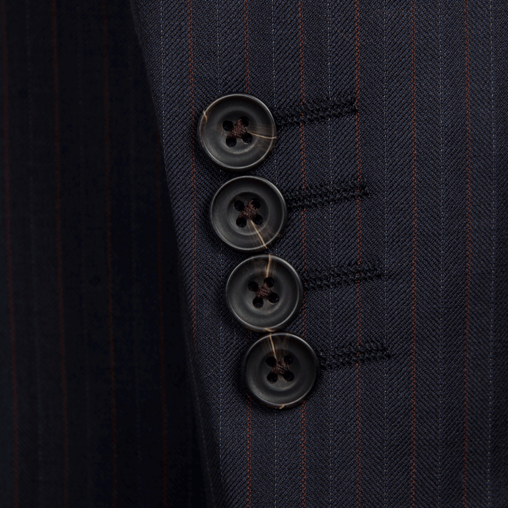 Lanificio F.lli Cerruti Navy & Burgundy Herringbone Stripe Two-Piece Suit - Gagliardi