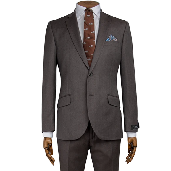 Lanificio F.lli Cerruti Mid Brown Baby Herringbone Two-Piece Suit - Gagliardi