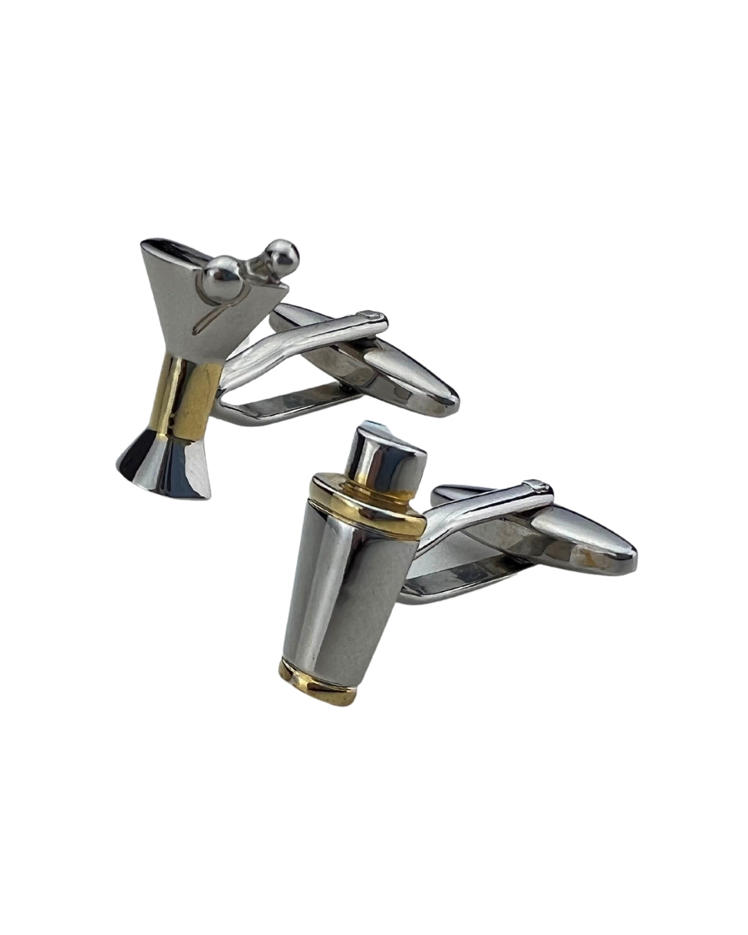 Rhodium And Gold Cocktail Shaker Cufflinks