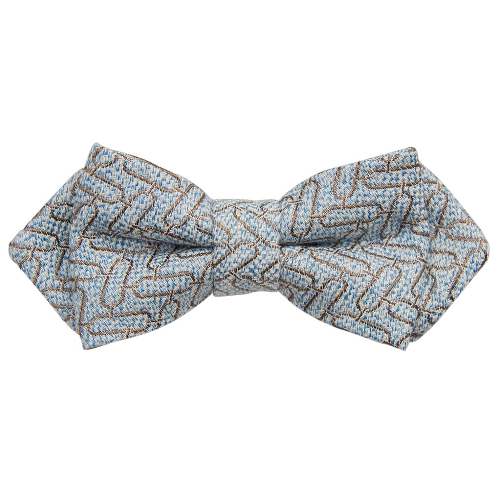 Sky With Taupe Geometric Design Bow Tie - Gagliardi