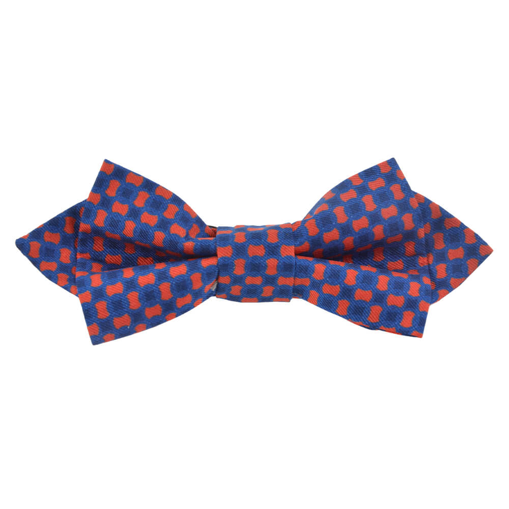 Blue With Red Flower Bow Tie - Gagliardi