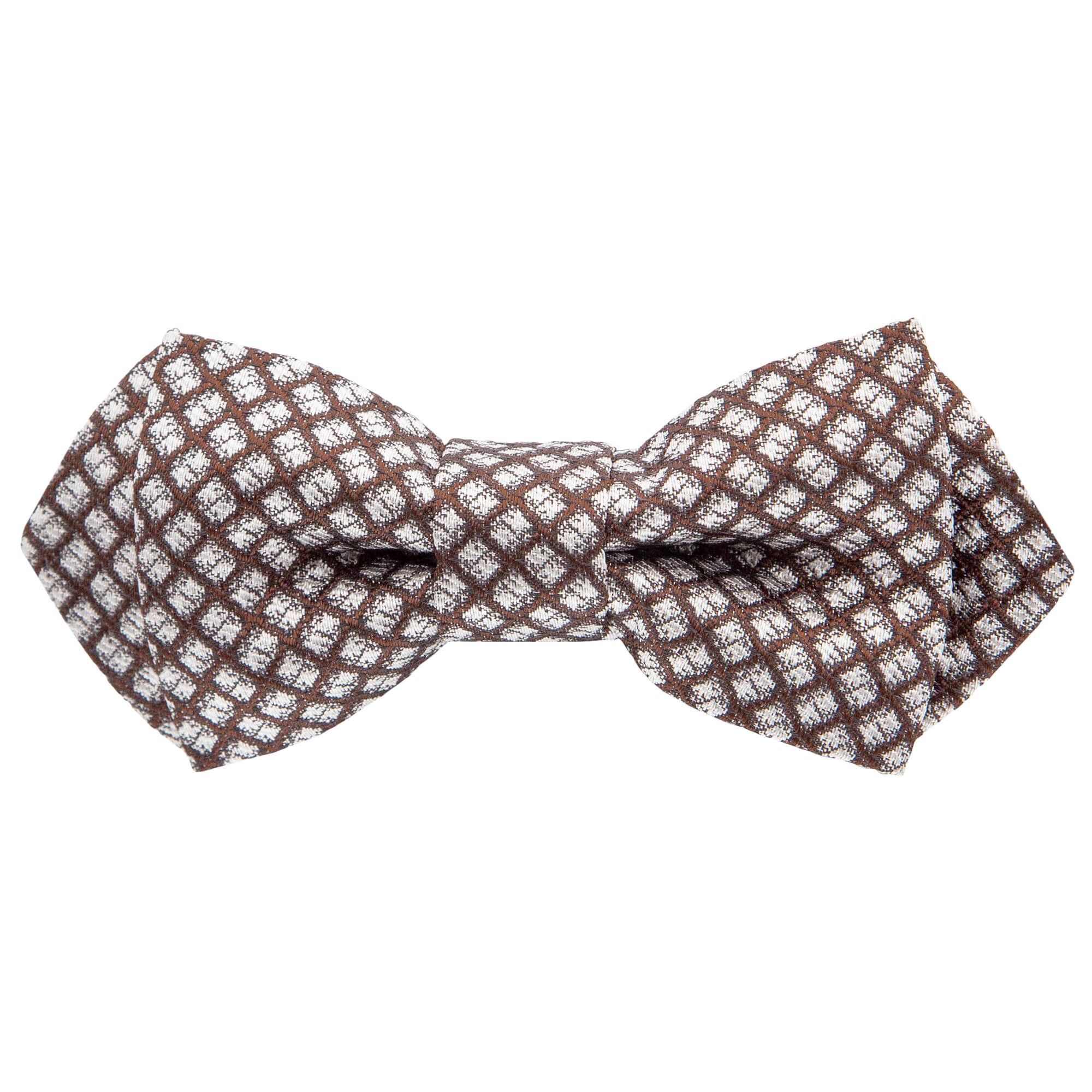 Brown With White Geometric Design Bow Tie