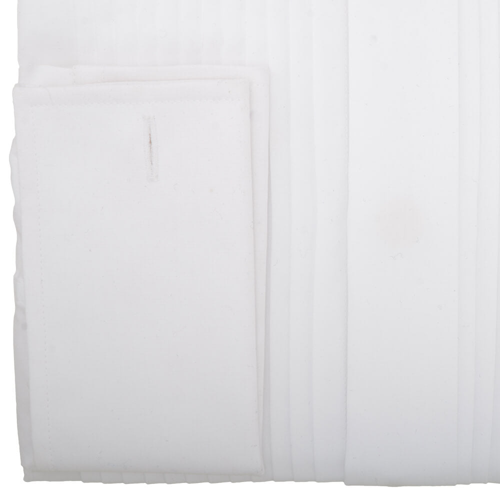 Tailored Fit White Pleated-front Wing Collar Dress Shirt - Gagliardi