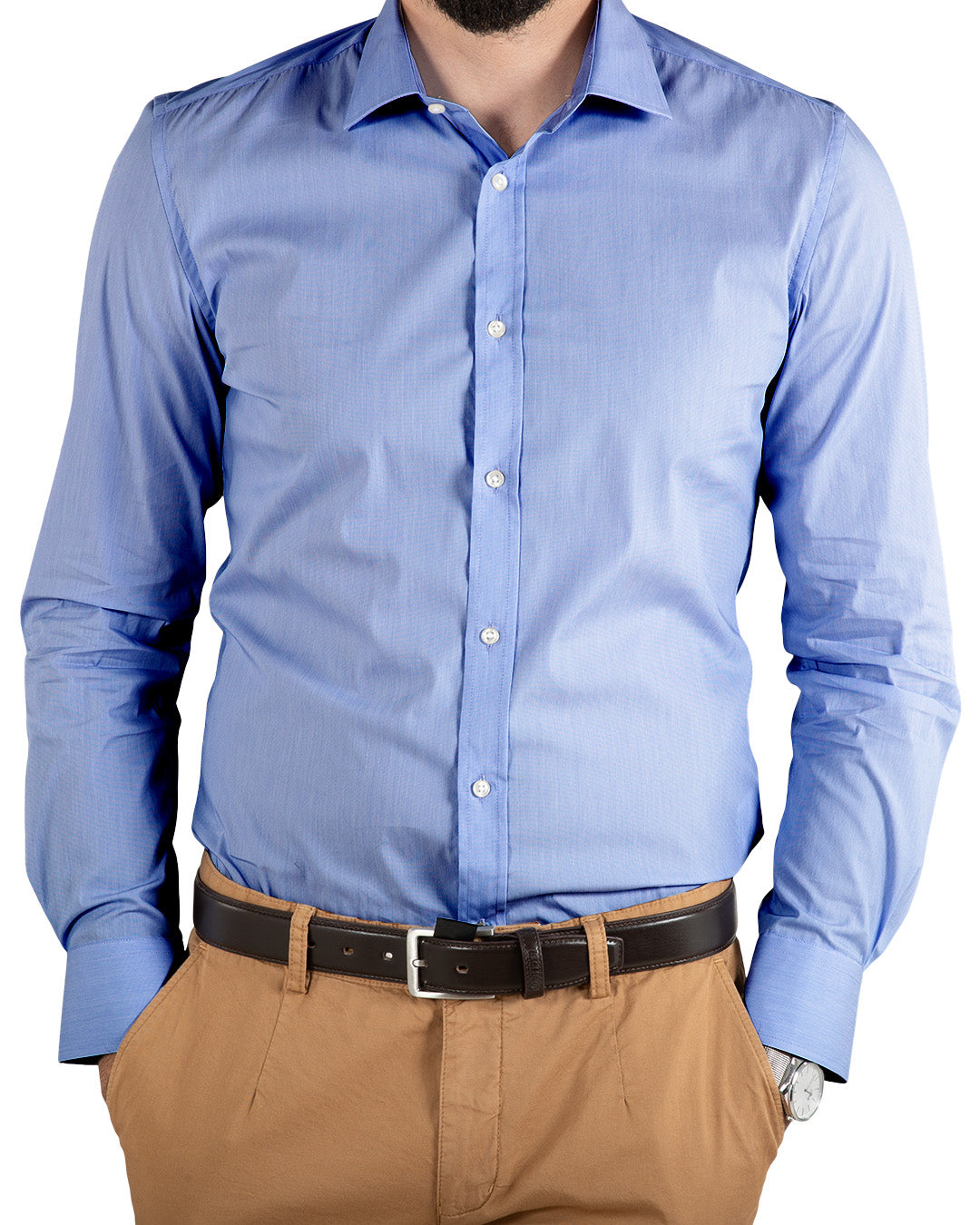 Extra Slim Fit Blue Stretch End on End Shirt