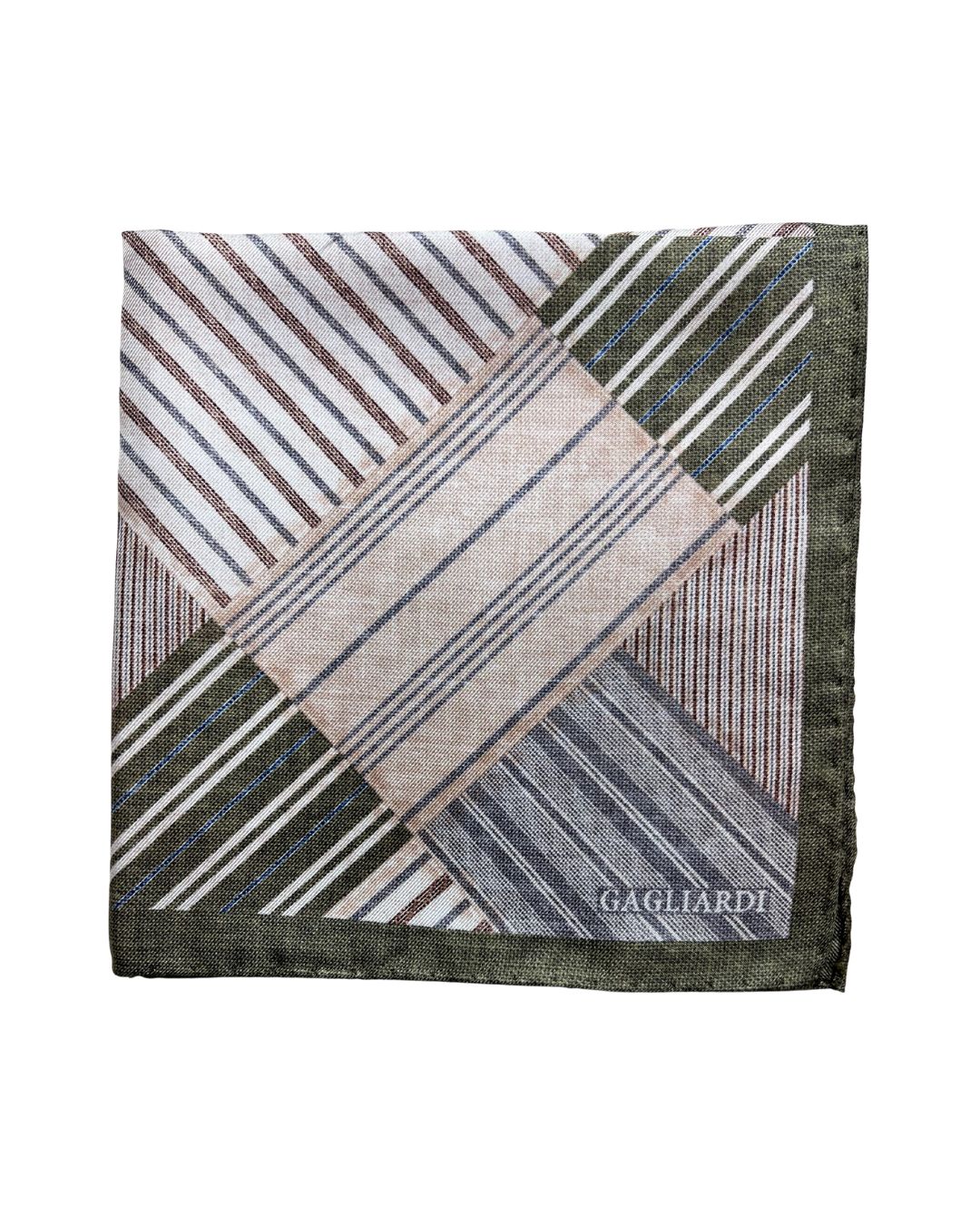 Green Striped Italian Silk Pocket Square