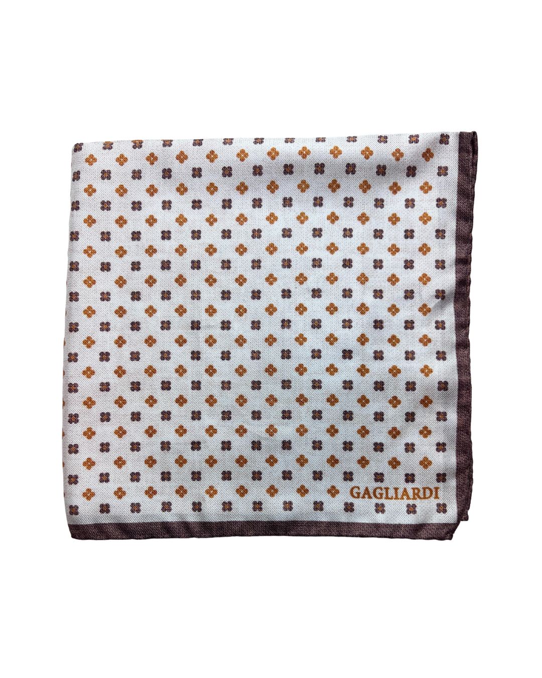 Brown Small Floral Print Italian Silk Pocket Square