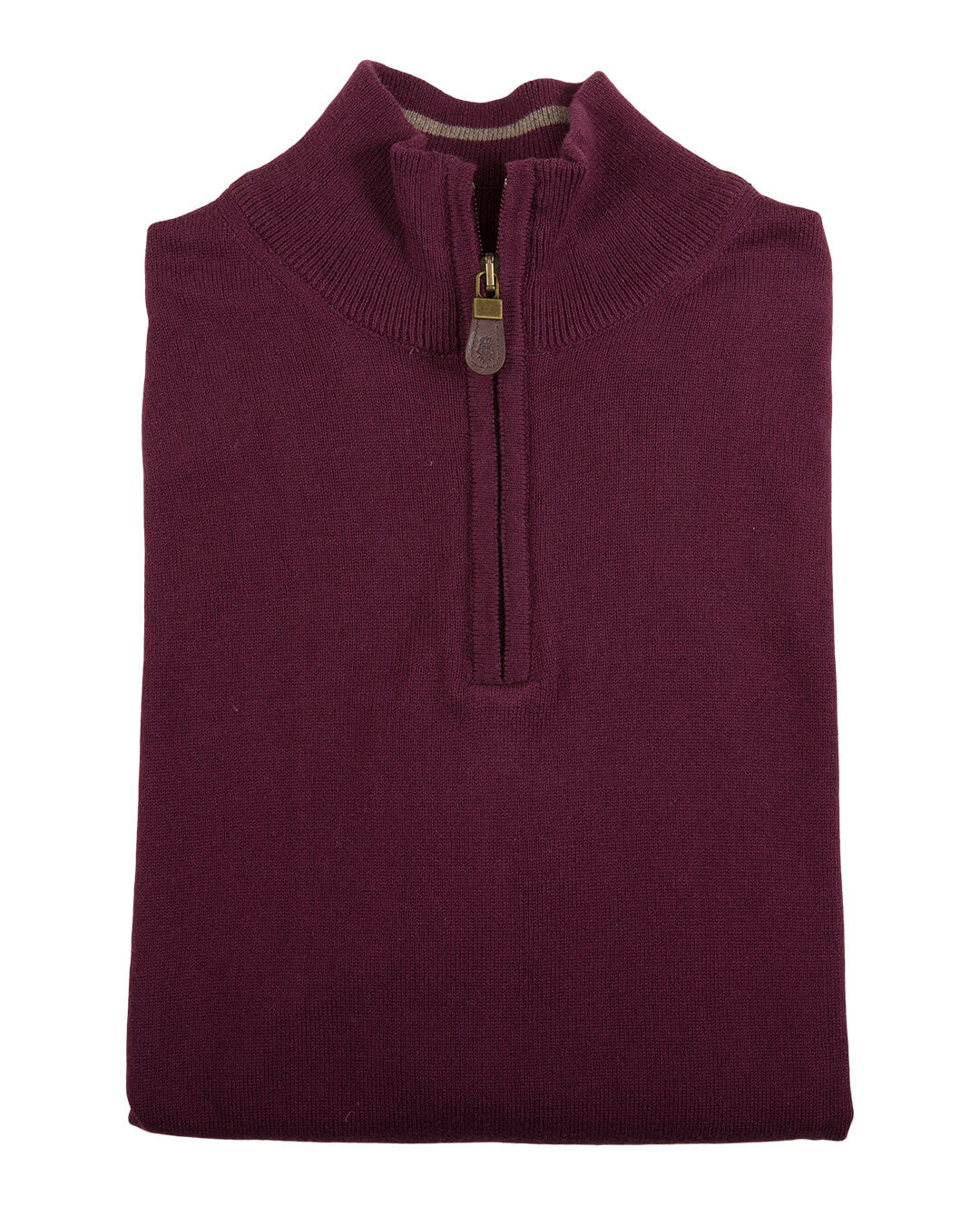 Burgundy Cotton Cashmere Zip Neck Jumper