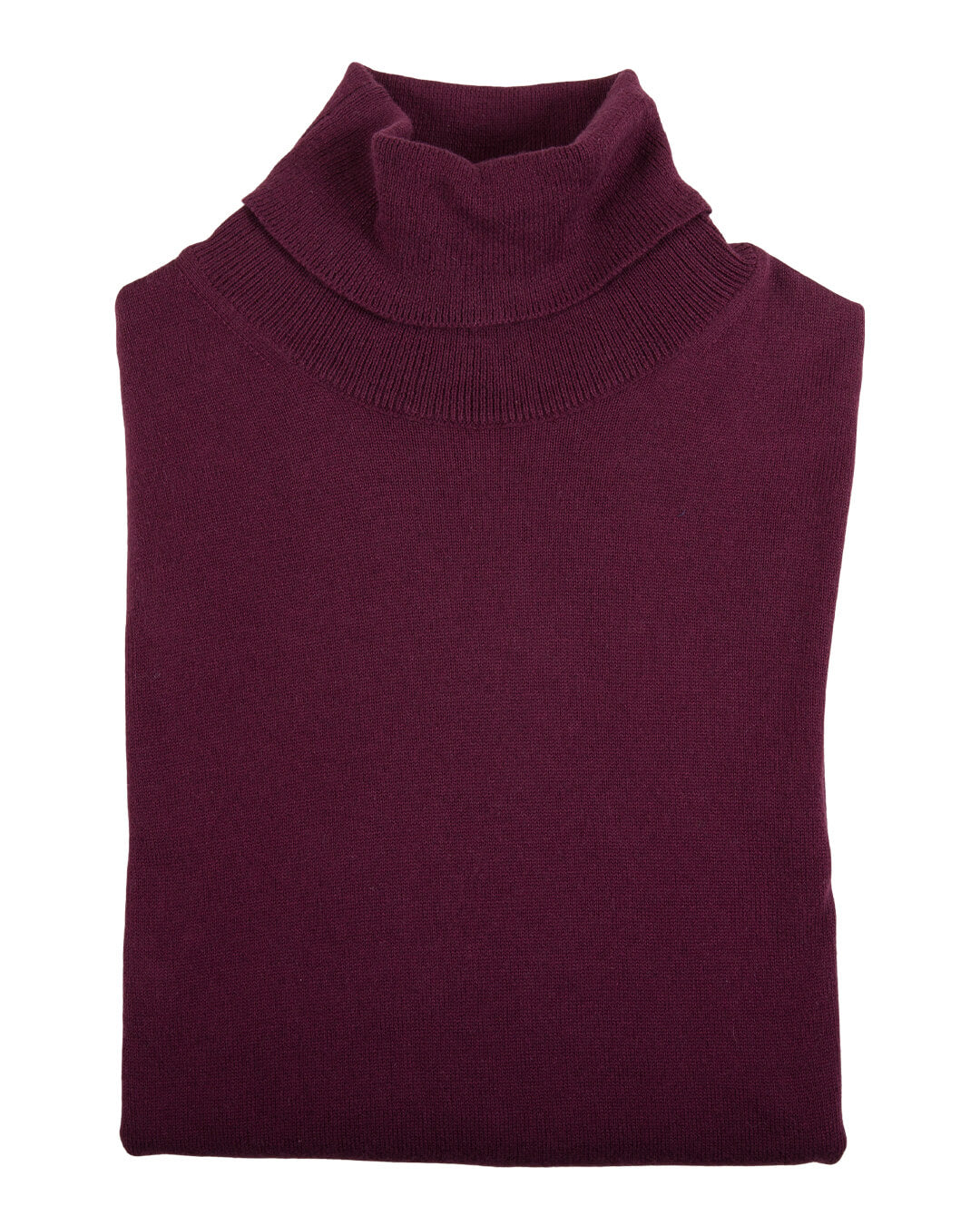 Burgundy Cotton Cashmere Roll Neck Jumper