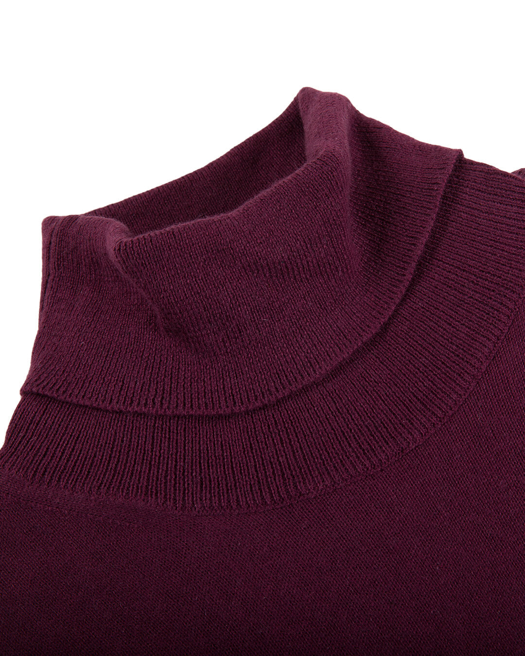 Burgundy Cotton Cashmere Roll Neck Jumper