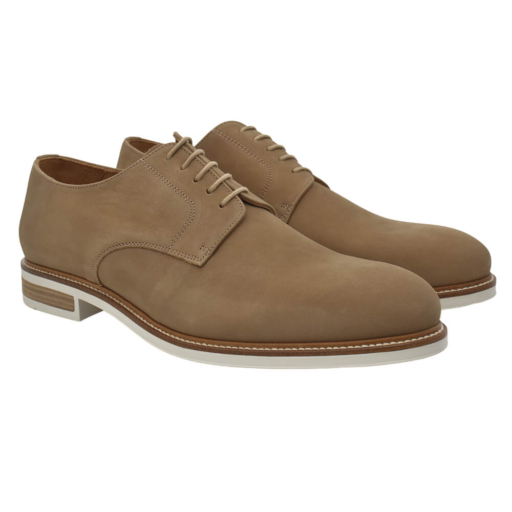 Camel Lace Up Nubuck Shoes - Gagliardi