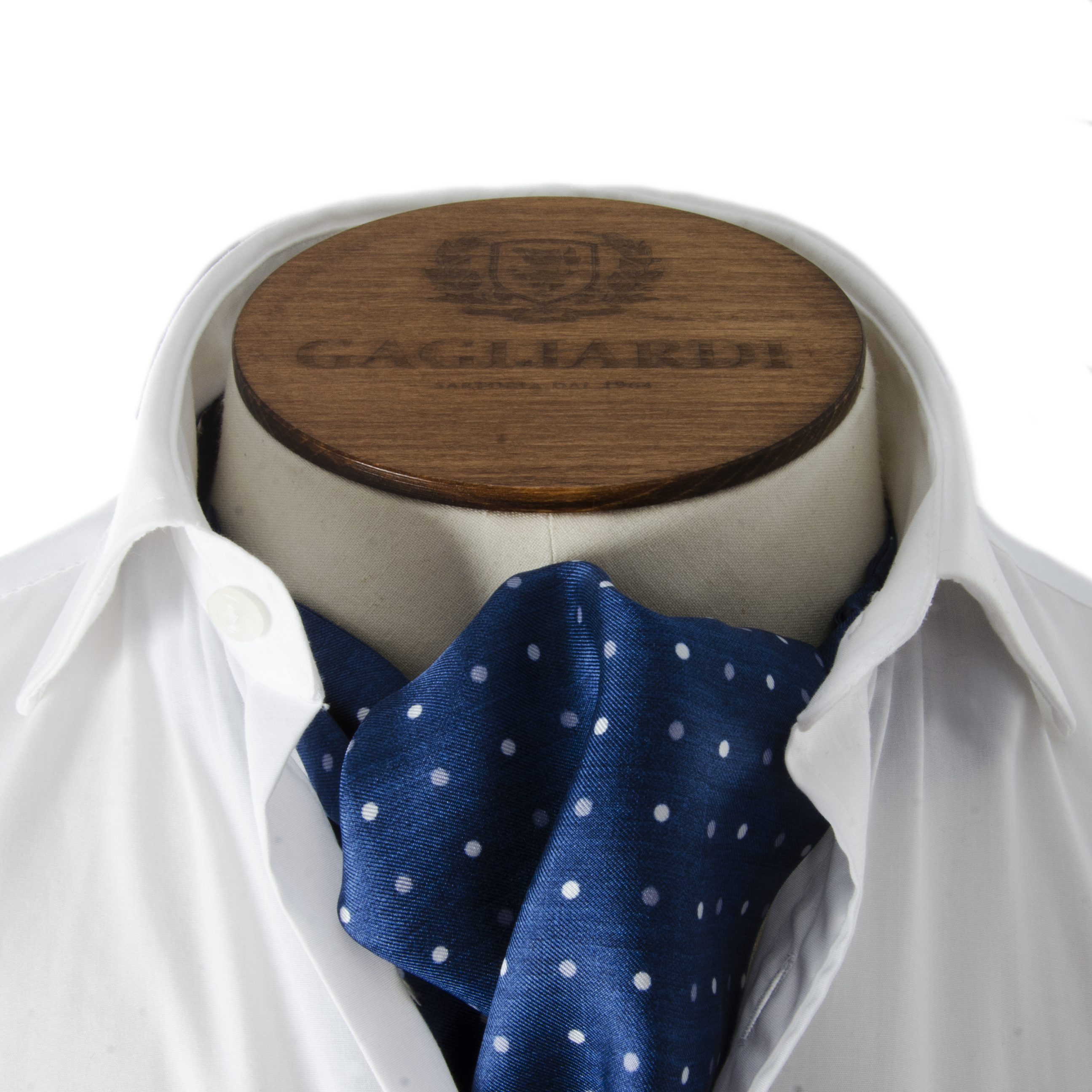 Navy, White & Winter Sky Polka Dot Cravat - Gagliardi