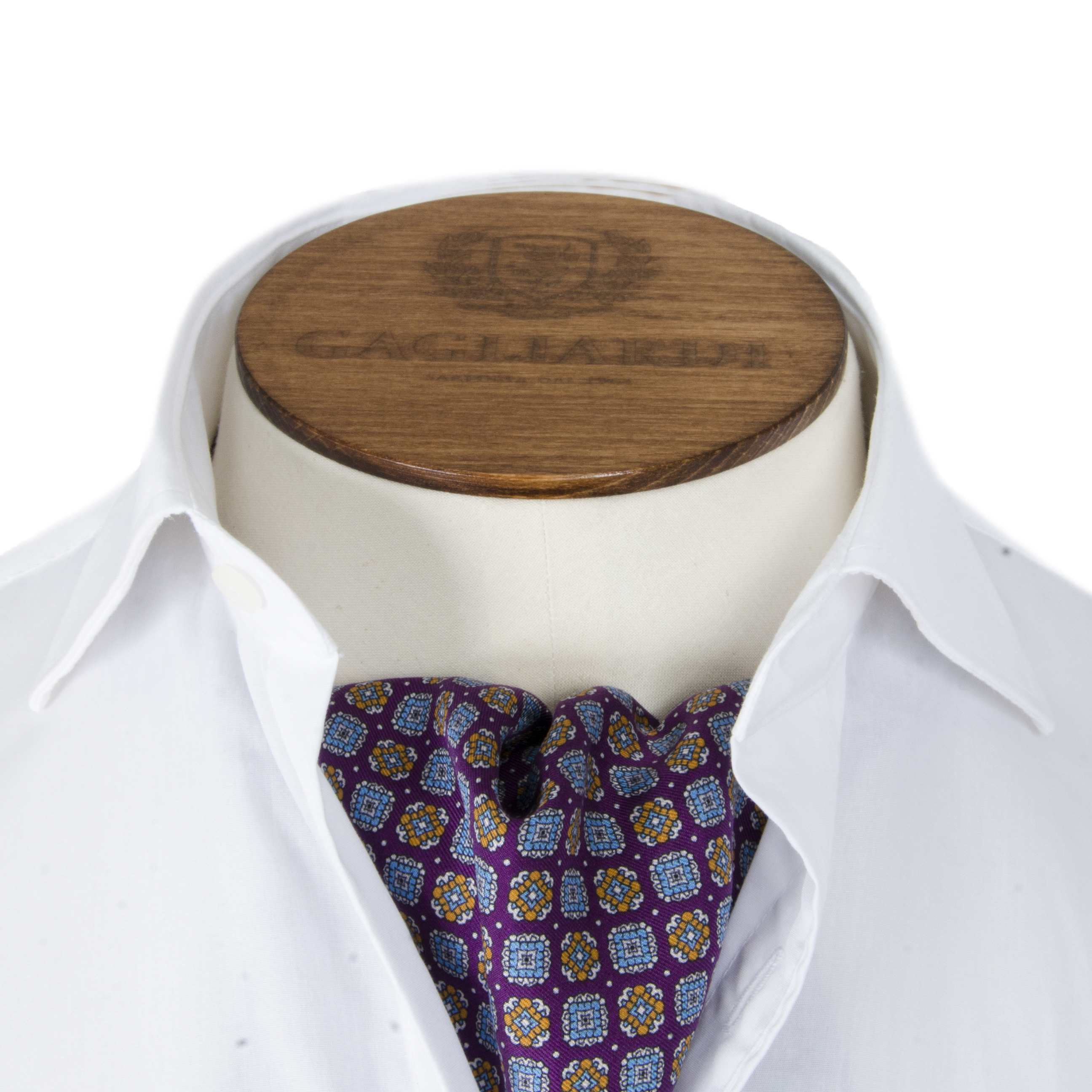 Purple base with Small Square & Floral Geometric Cravat - Gagliardi