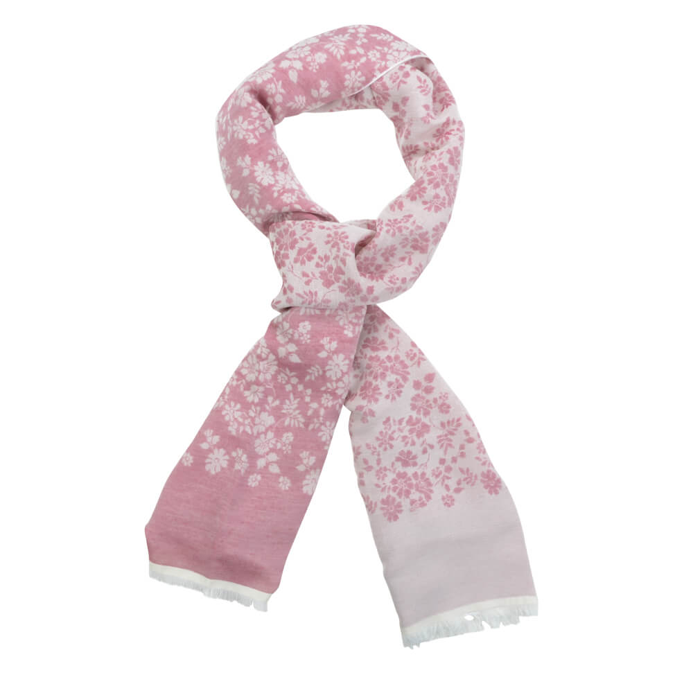 Raspberry With Cream Flowers Scarve - Gagliardi