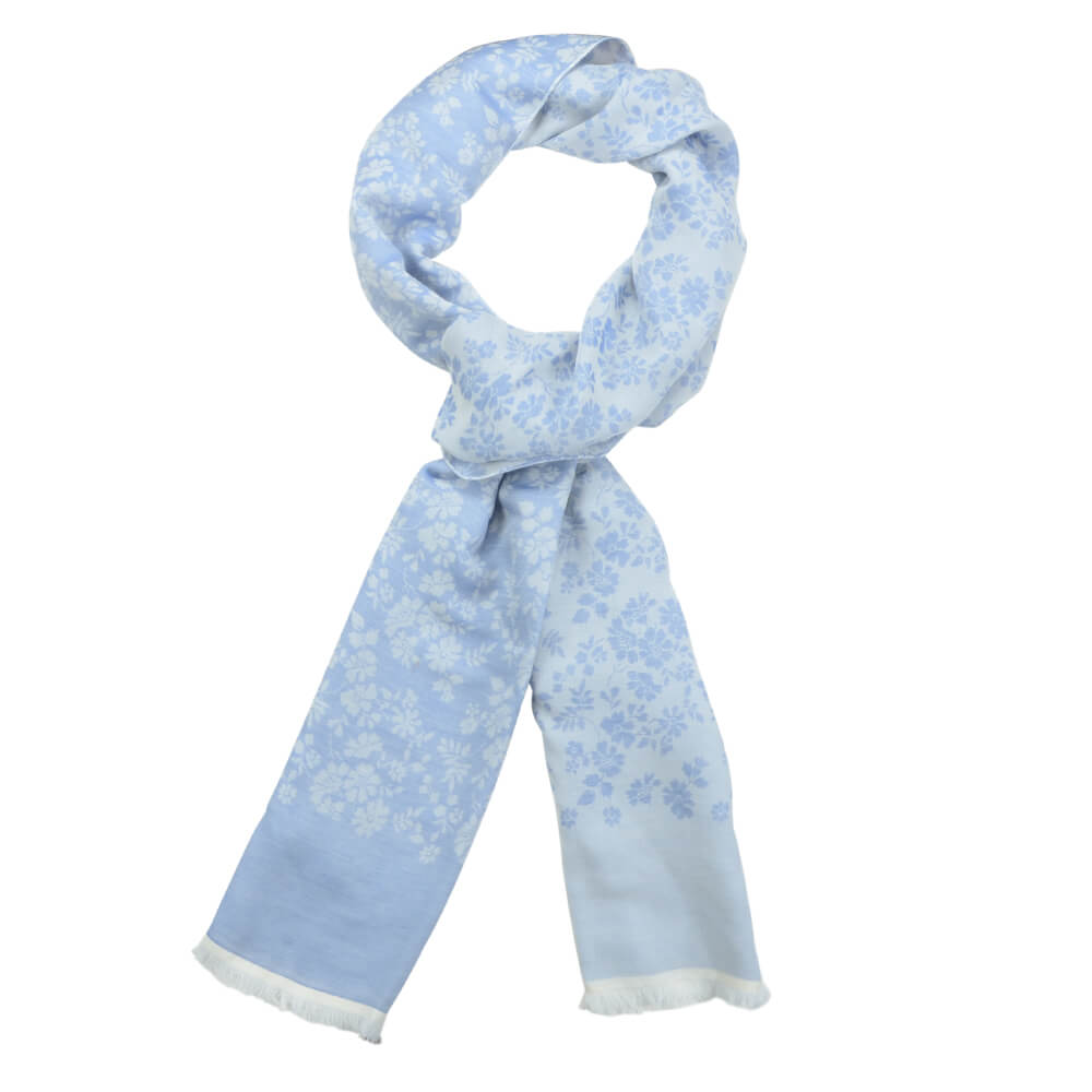 Light Blue With White Flowers Scarve - Gagliardi