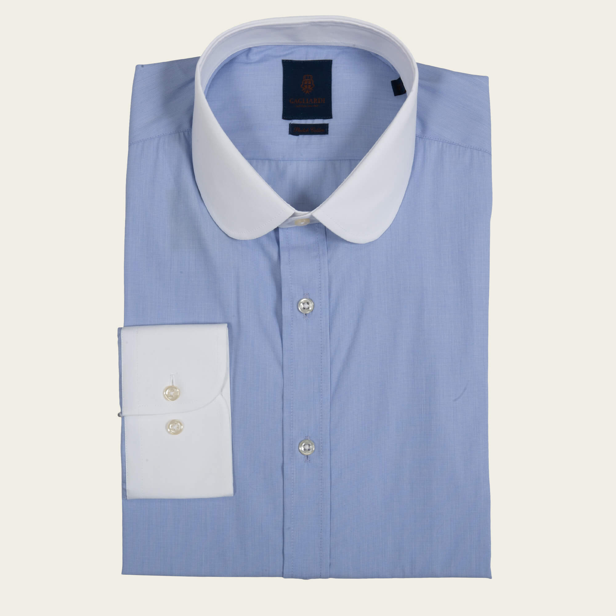 Extra Slim Fit Blue Stretch End on End Club Collar Shirt