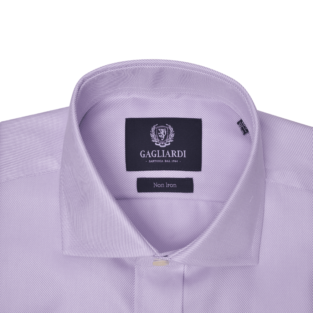 Lilac Twill Cutaway Collar Single Cuffed Slim-Fit Non-Iron Shirt - Gagliardi