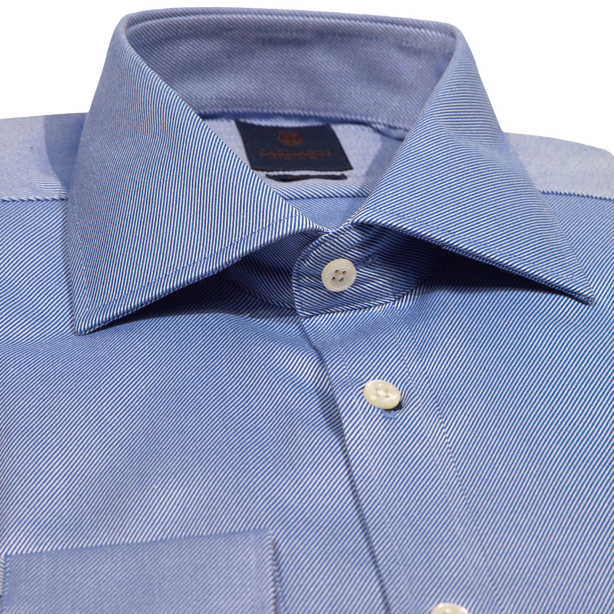 Royal Blue Twill Cutaway Collar Single Cuffed Slim-Fit Non-Iron Shirt