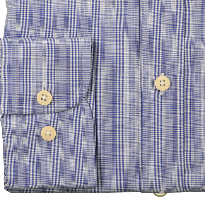 Royal Blue Prince Of Wales Check Egyptian Cotton Shirt - Gagliardi