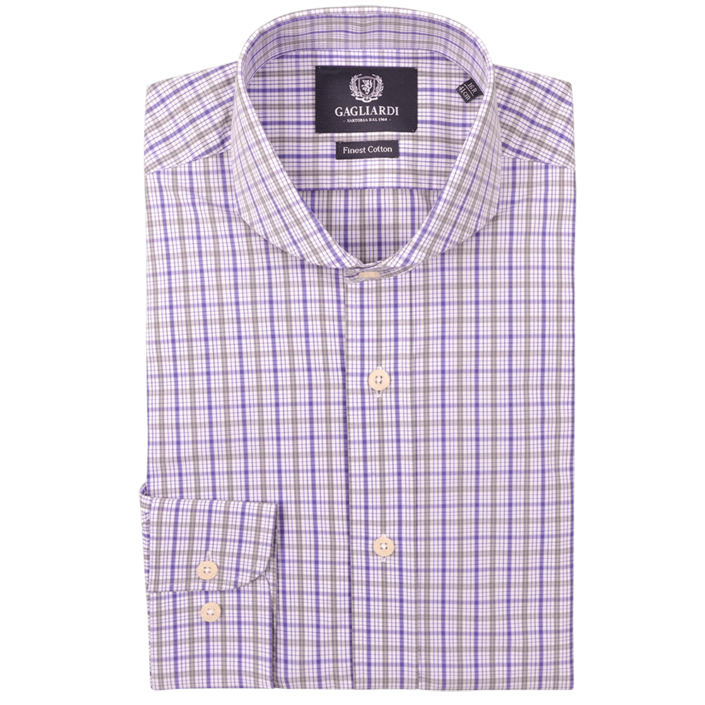 Purple & Grey Check Business Shirt - Gagliardi